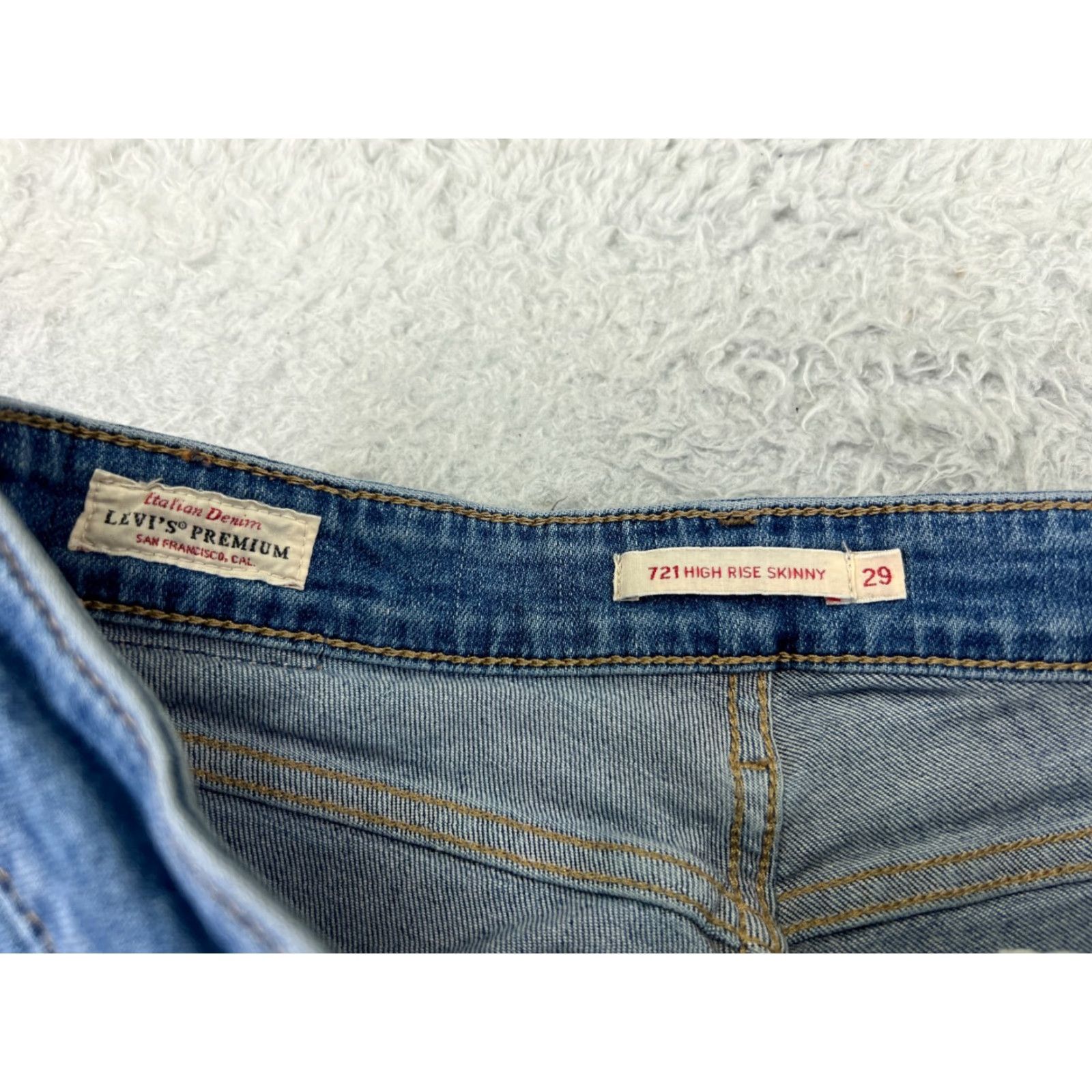 Levi's VINTAGE Levis Jeans Women 29 Blue Denim Skinny 700 Series Levi's High Rise Mid Rise Distressed Cotton Blend 5-Pocket Womens Jeans Blue Size 29" - 3 Thumbnail