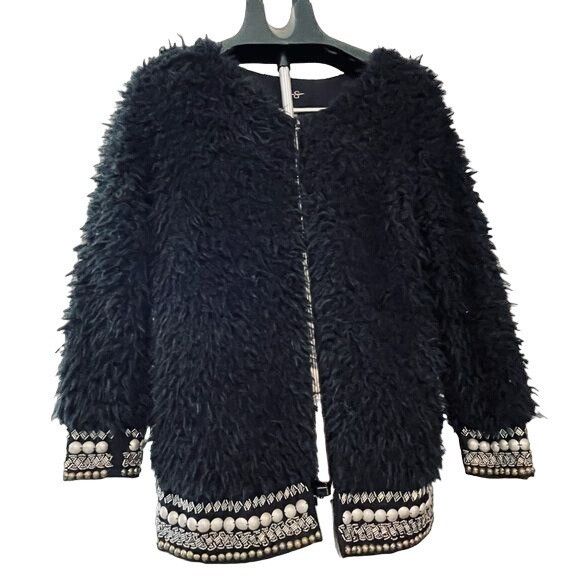 Jessica Simpson Jessica Simpson Kassidy Embellished Faux-Shearling Black Stu Size XS / US 0-2 / IT 36-38 - 1 Thumbnail