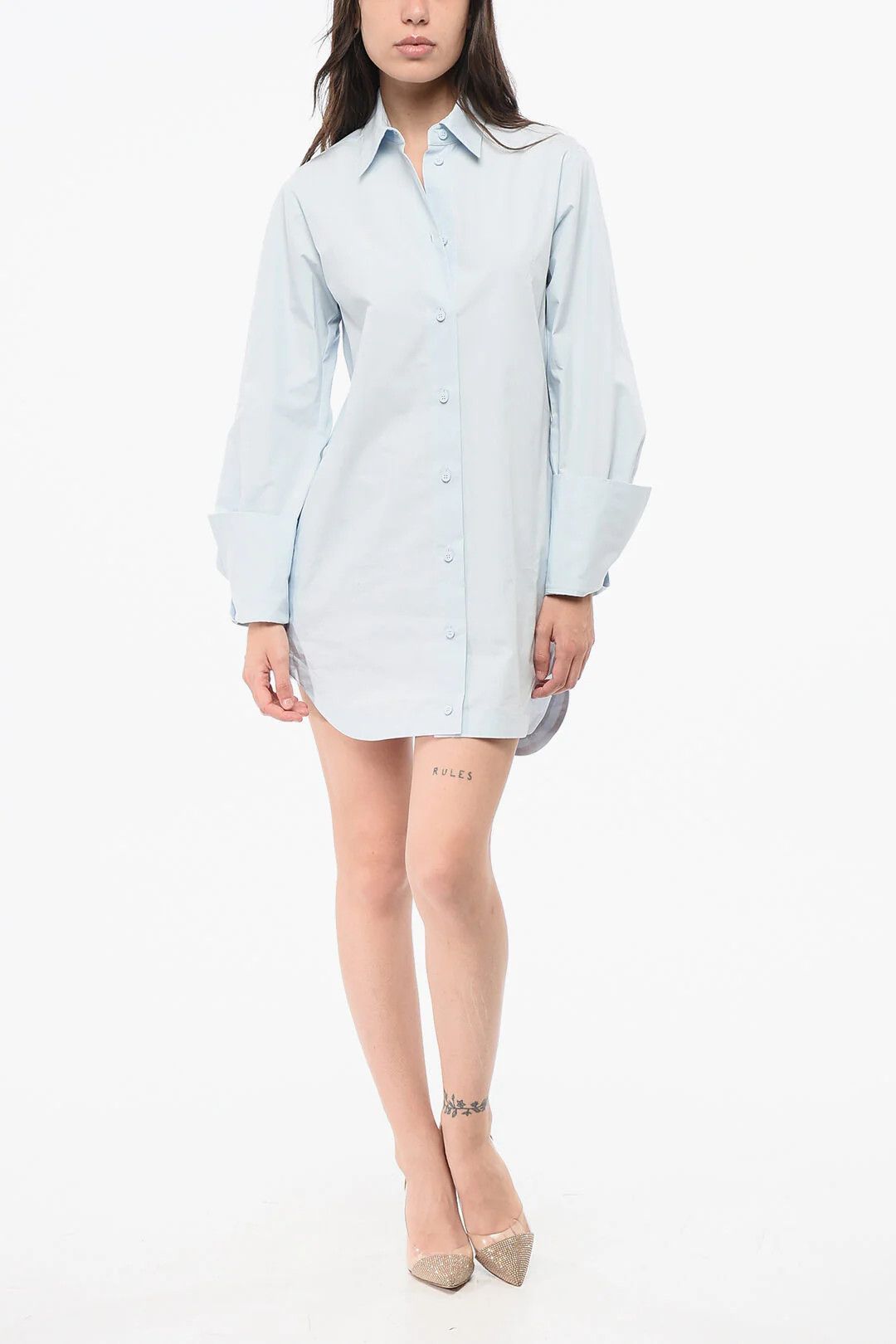 The Attico og1mm0426 Cotton Poplin Shirt Dress in Blue Size S / US 4 / IT 40 - 1 Thumbnail