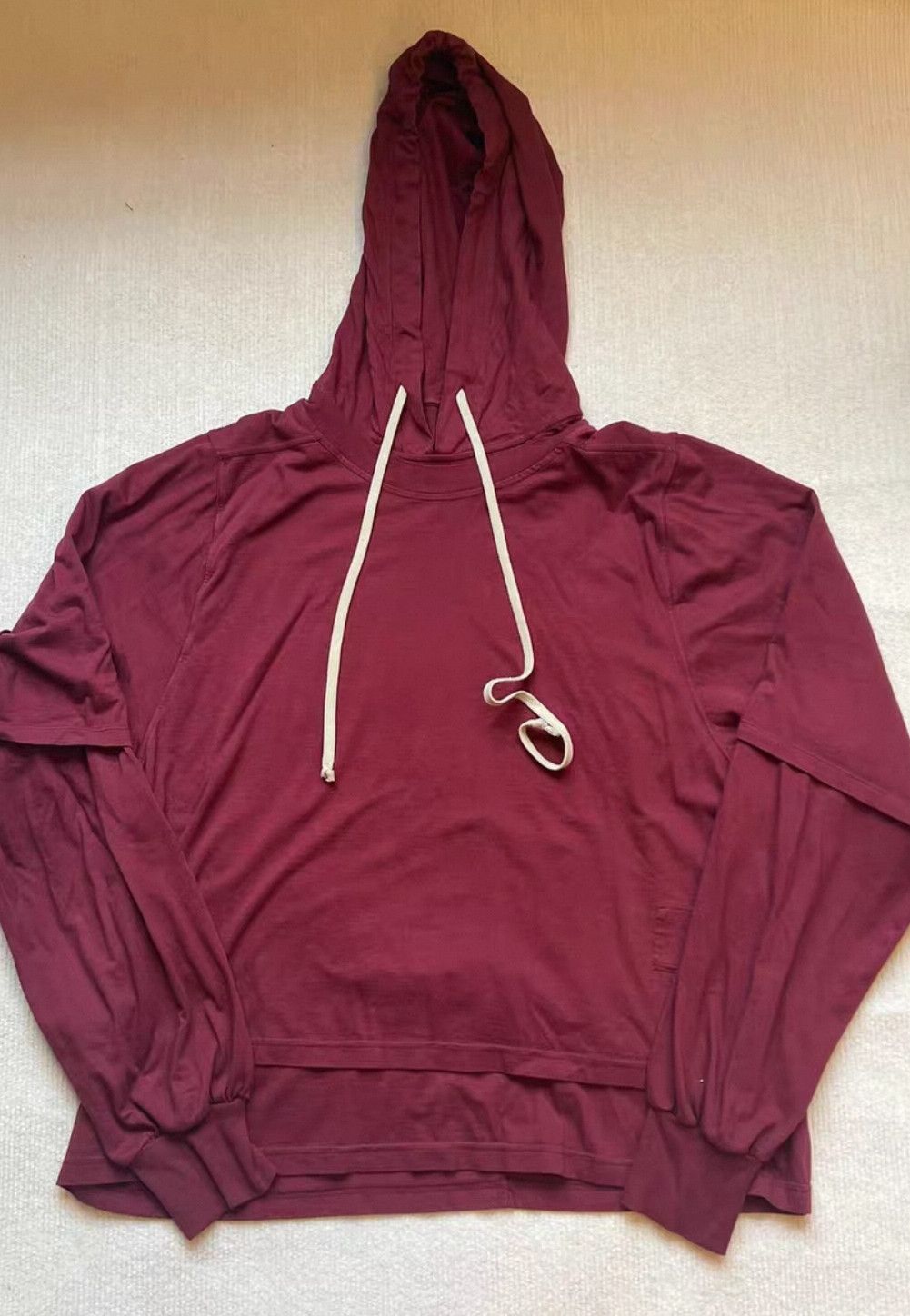 Rick Owens Drkshdw Rick Owens DRKSHDW Layered Burgundy Hoodie Size US M / EU 48-50 / 2 - 2 Thumbnail