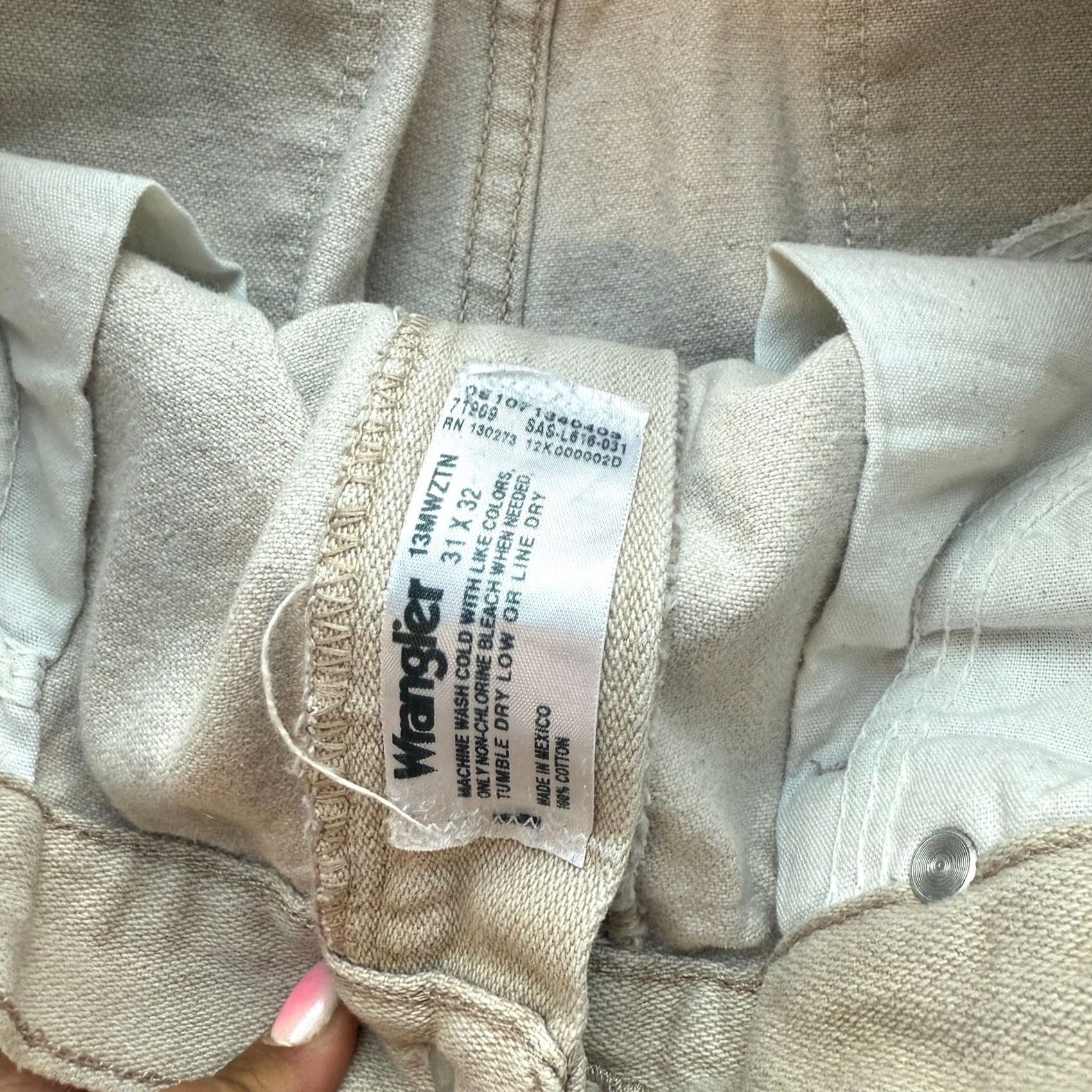 Wrangler VINTAGE Wrangler Workwear Carpenter Beige Denim Light Wash Jeans 31x32 Mens Regular 31 Beige Jeans 90s 2000s Size US 31 - 5 Thumbnail