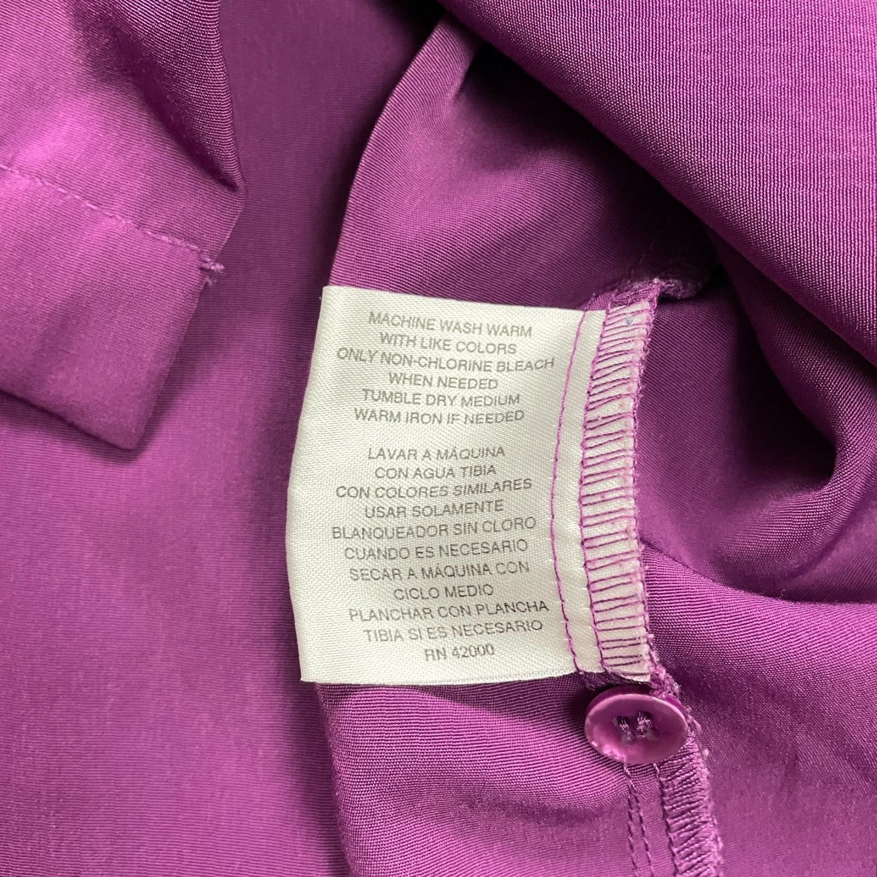 Vintage Bently Plus Button Down Shirt Womens 22W Purple Short Sleeve Polyester Casual Size 3XL / US 20-22 - 5 Thumbnail