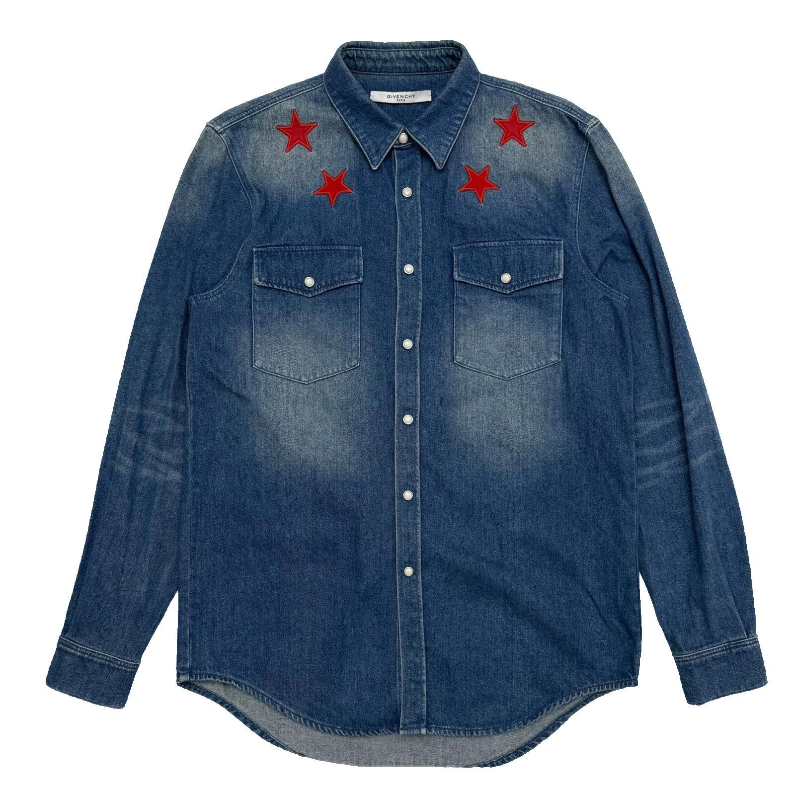 Givenchy Givenchy Denim Shirt with Red Star Embroidery Size US M / EU 48-50 / 2 - 1 Thumbnail