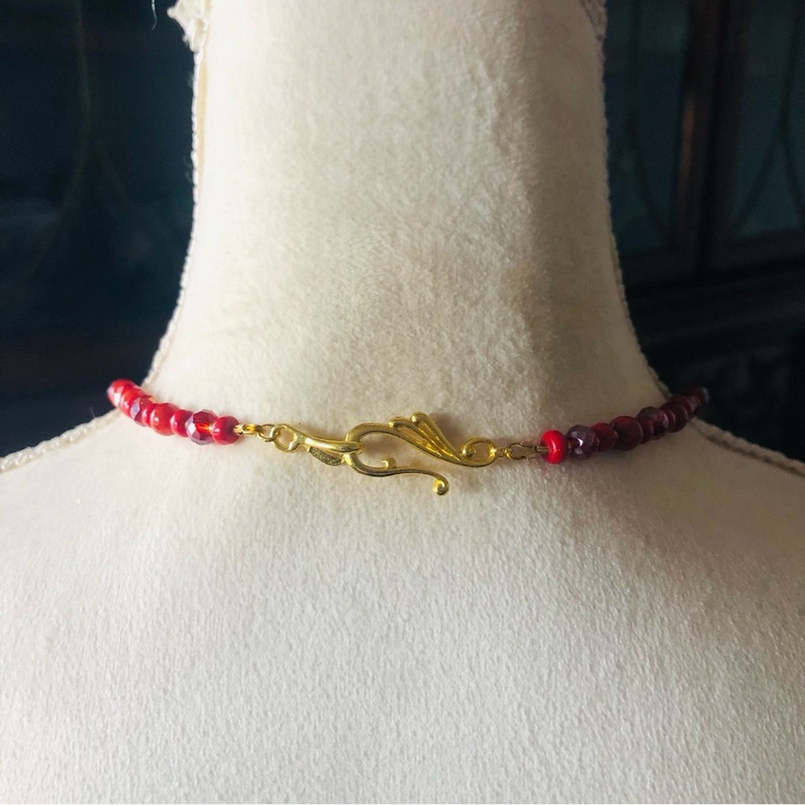 Handmade Handcrafted repurpose carnelian glass faceted drop necklace Size ONE SIZE - 6 Thumbnail