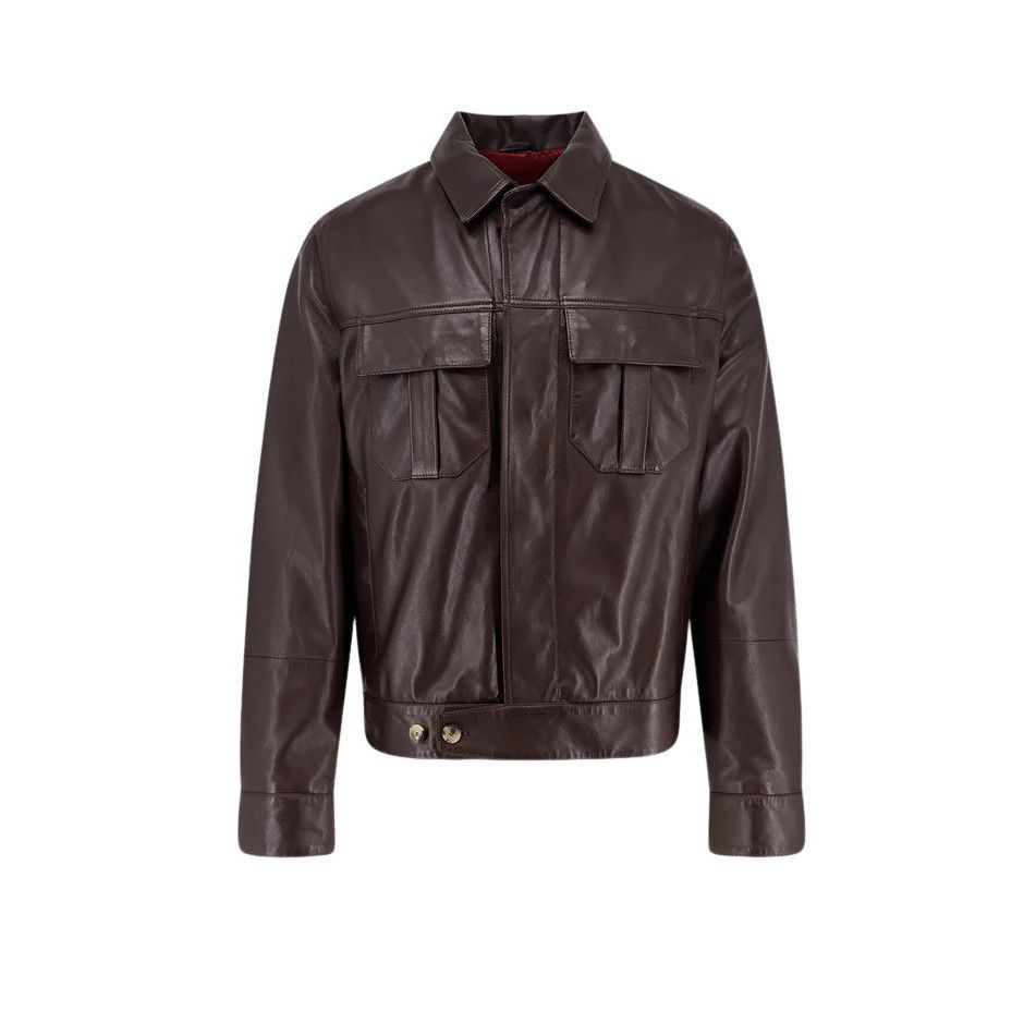 BRUNELLO CUCINELLI Chocolate Leather Jacket New & Authentic