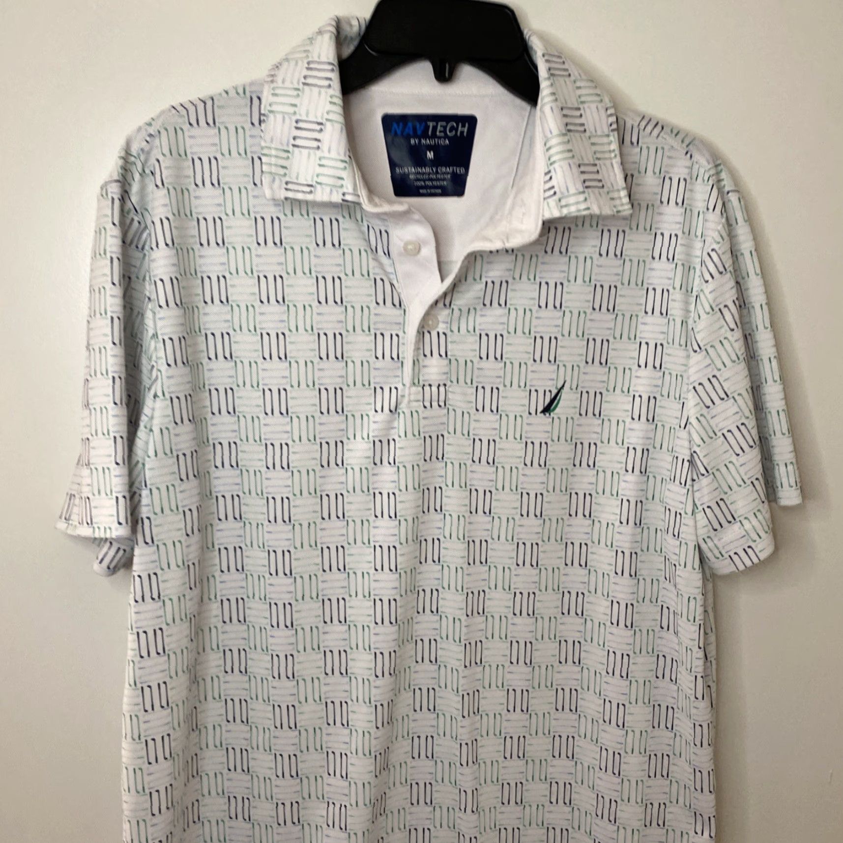 Nautica Nautica Navtech Polo Shirt Golf AOP Sustainably Crafted Recycled Mens M Clubs Size US M / EU 48-50 / 2 - 5 Thumbnail