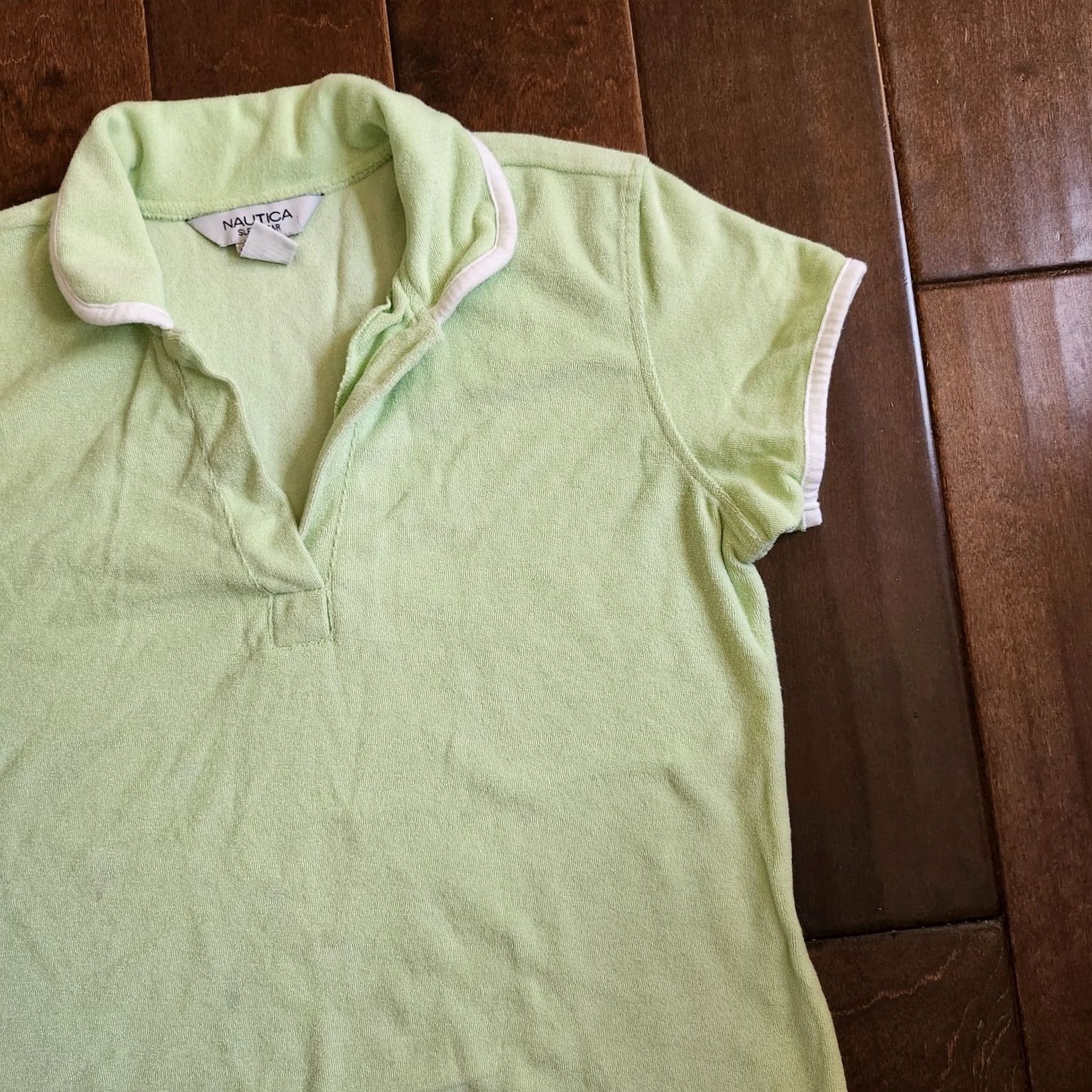Nautica Nautica Women Sleepwear Polo Shirt - Size M - Green - Short Sleeve Collared Pajama Top, Cotton Polyester, Machine Washable, Regular, Women Size M / US 6-8 / IT 42-44 - 4 Thumbnail