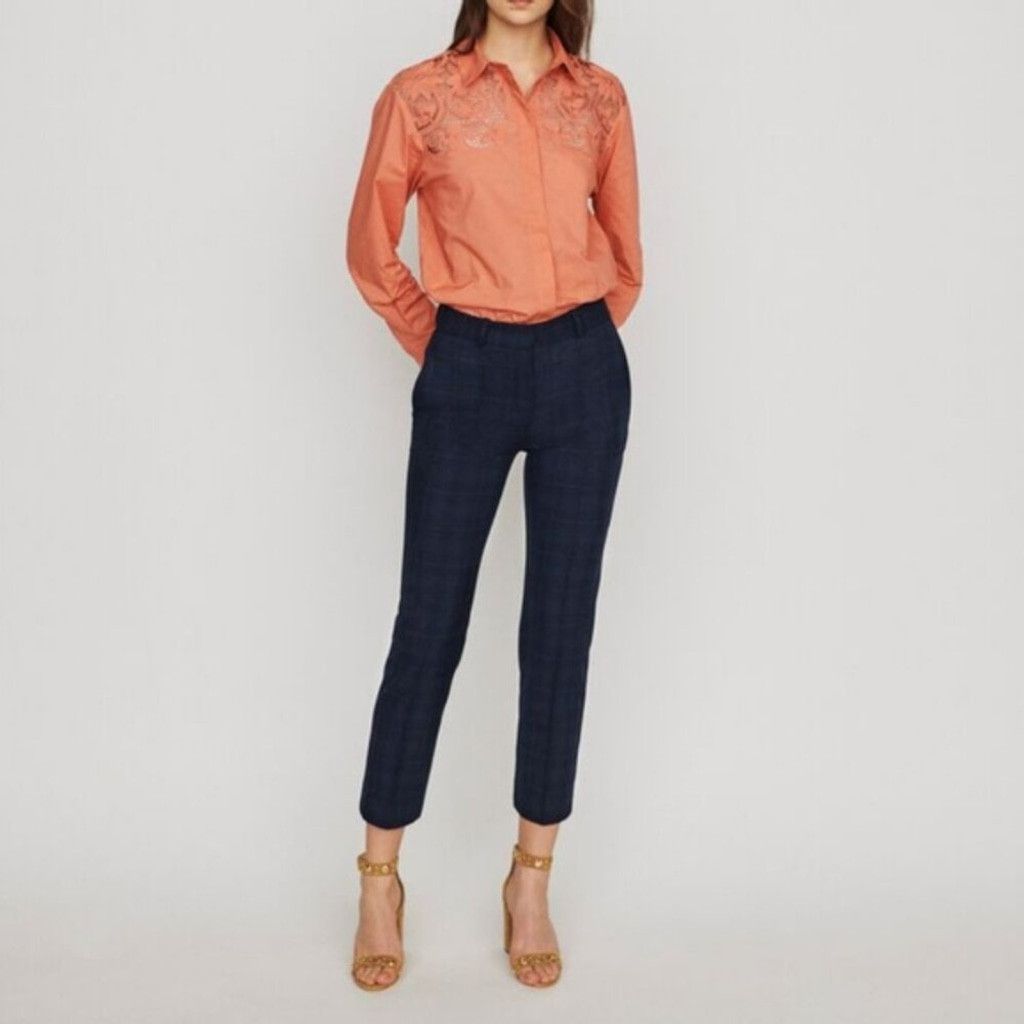 Maje MAJE Preppy Academia Crop Navy Blue Trousers Pants Size 34 Size 25" / US 0 / IT 36 - 5 Thumbnail