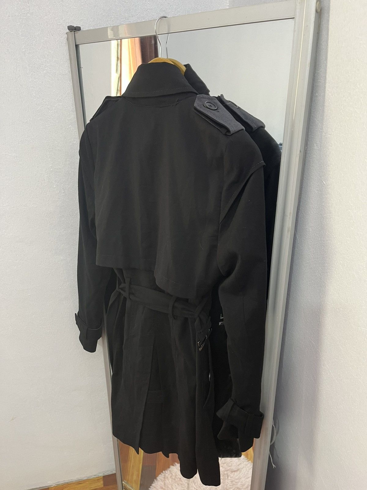 Japanese Brand Celina Firenze Black Double Breasted Trench Coat Size XS / US 0-2 / IT 36-38 - 13 Thumbnail
