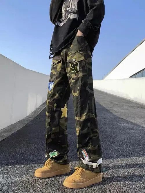 Jean Retro West Coast niche design patch camouflage jeans Size US 32 / EU 48 - 7 Thumbnail