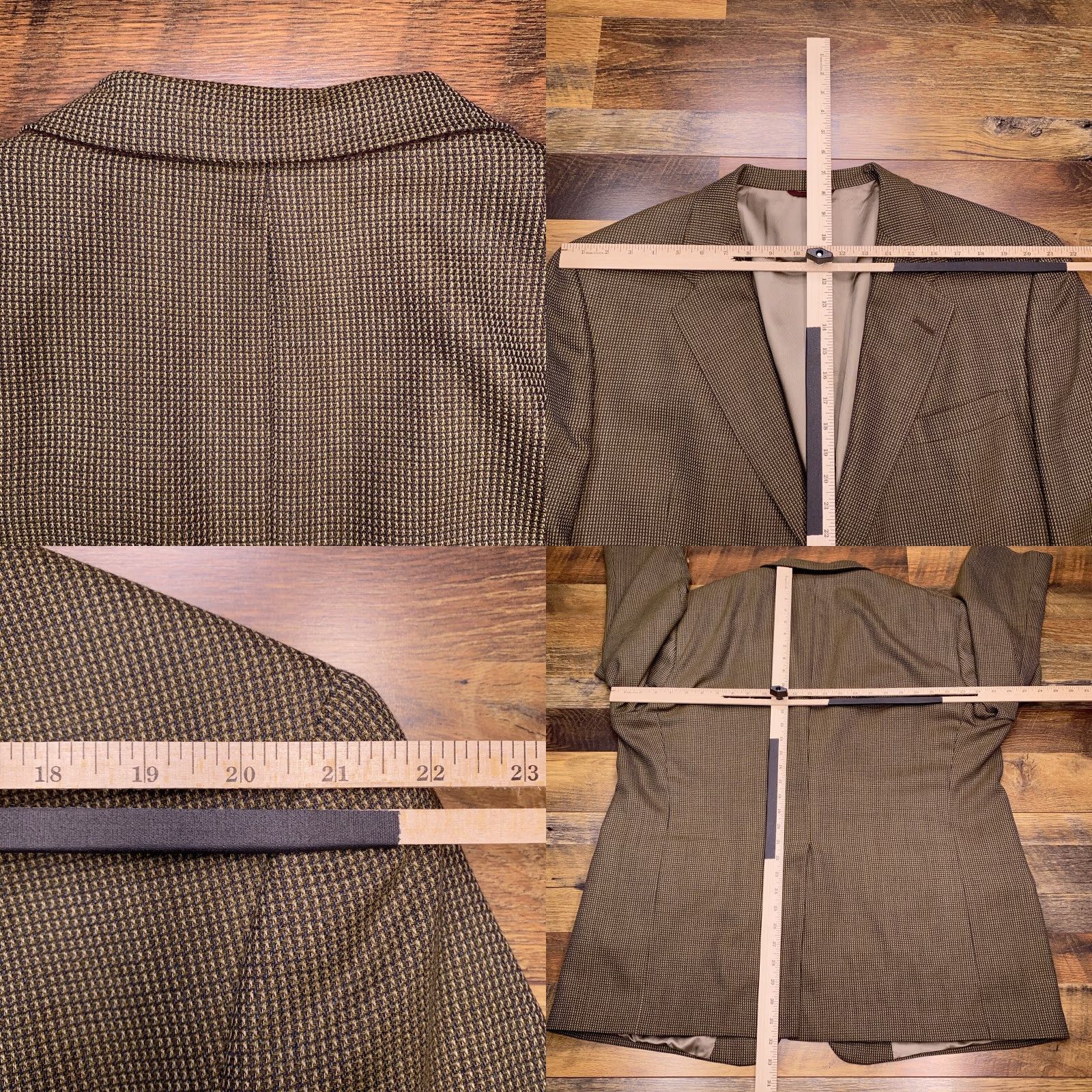 Hart Schaffner Marx VINTAGE Hart Schaffner Marx Blazer Mens 48R Brown Wool Tweed Notch Lapel 2-Button Single-Breasted Sport Coat Geometric Chest 52 Regular Size 48R - 8 Thumbnail