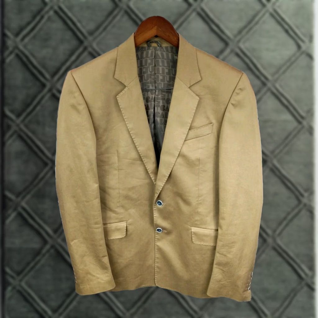 Just Cavalli JUST CAVALLI Blazer Sport Coat Jacket Men Medium 40 Beige Solid Two-Button Modern Pattern EU 50 Tan Woolless? 97% Cotton 3% Elastane Size 40R - 1 Thumbnail