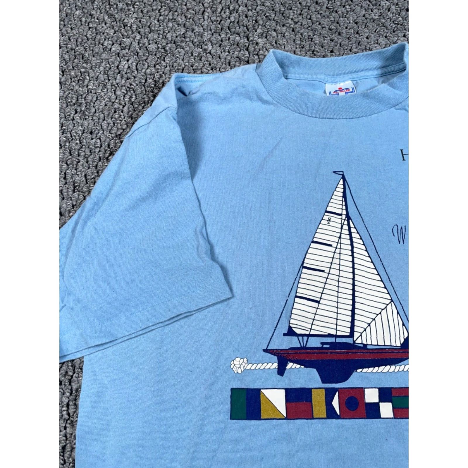 Vintage VINTAGE Hawaii Sailboat Graphic T-Shirt Adult XL Blue 90s Nautical Retro Mens XL Size US XL / EU 56 / 4 - 4 Thumbnail
