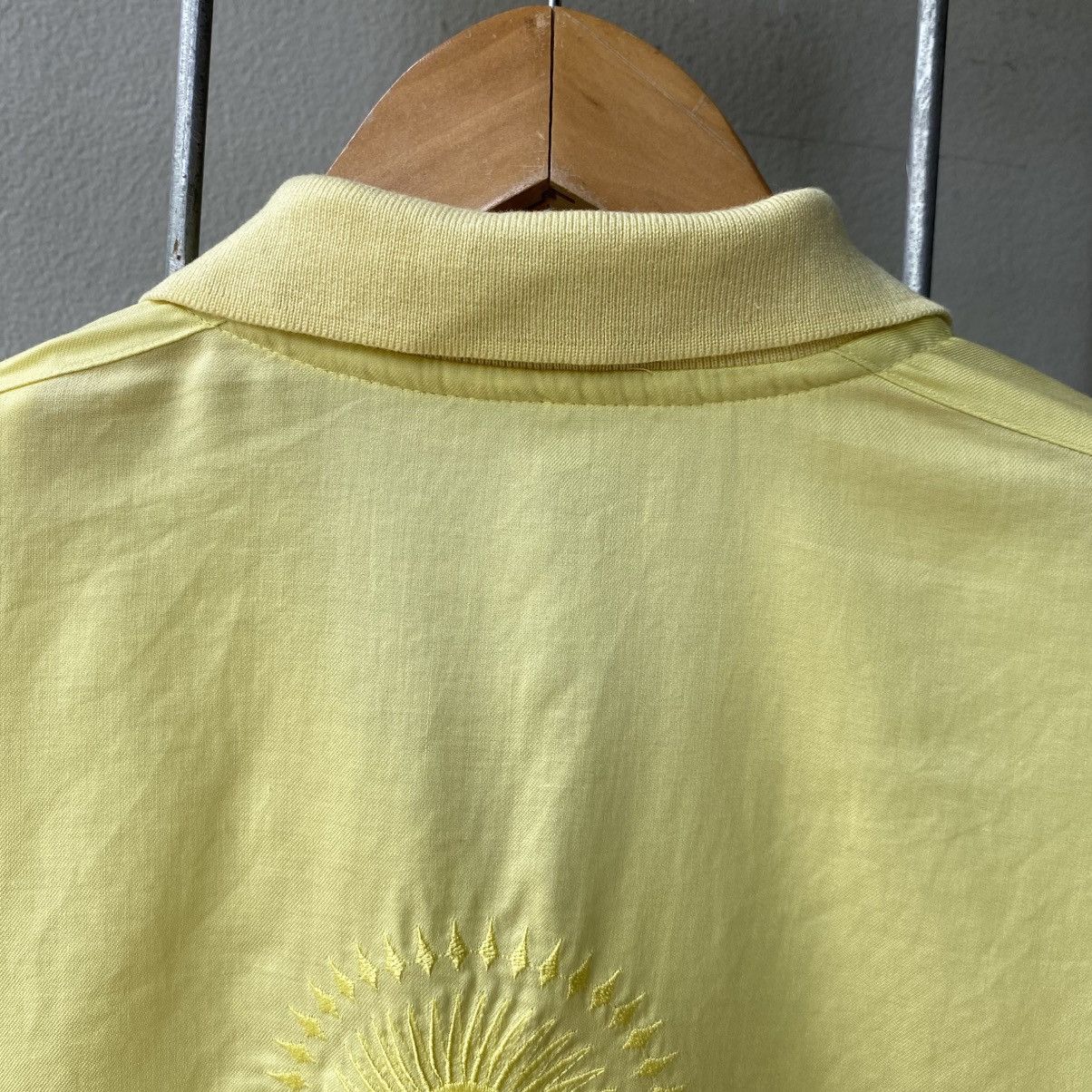 Lancel LANCEL Yellow Embroidered Short-Sleeve Shirt with Logo Back Size L / US 10 / IT 46 - 10 Thumbnail