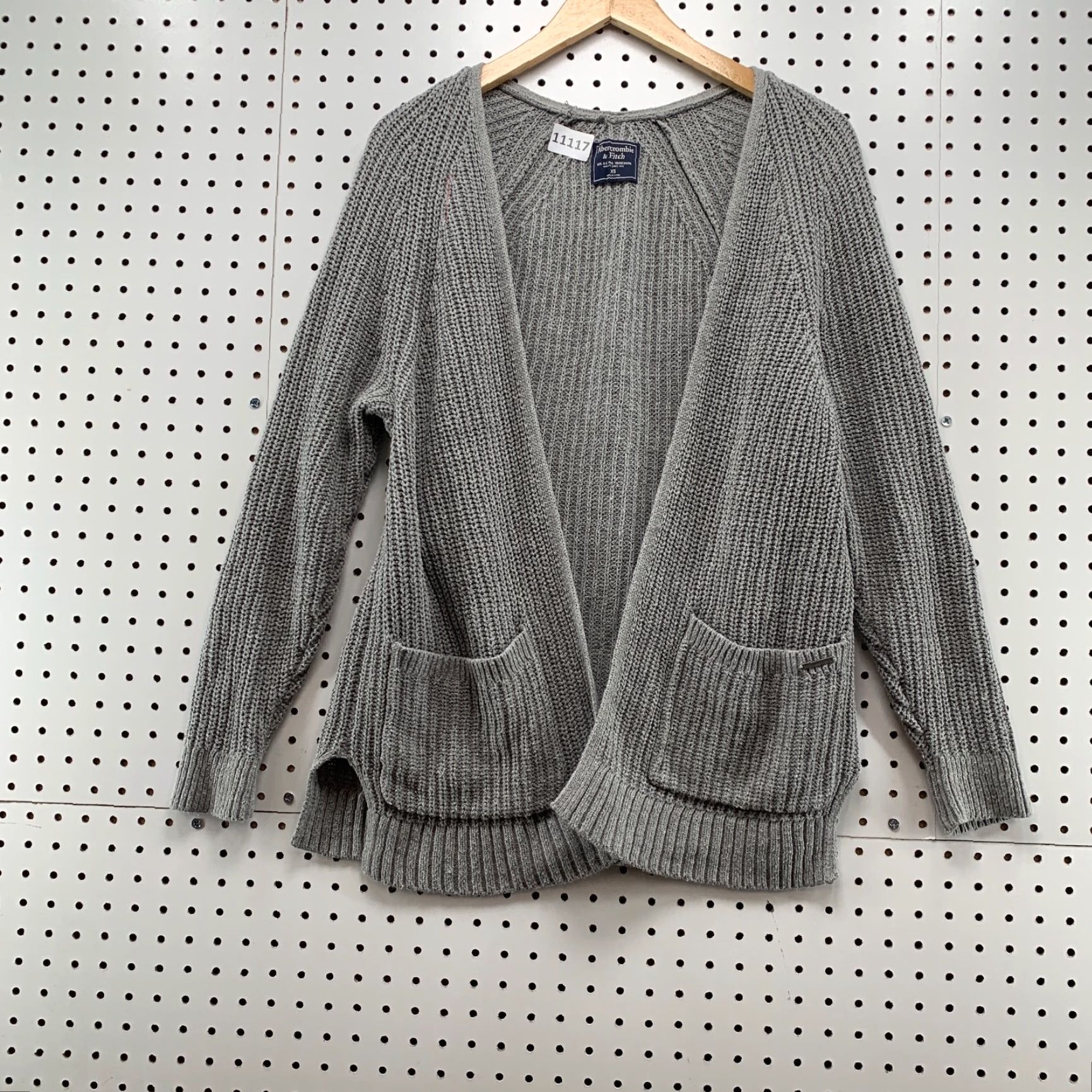 Abercrombie & Fitch VINTAGE Abercrombie & Fitch Cardigan Sweater Womens XS Gray Ribbed Knit Pockets Knit Open Front V-Neck Size XS / US 0-2 / IT 36-38 - 3 Thumbnail