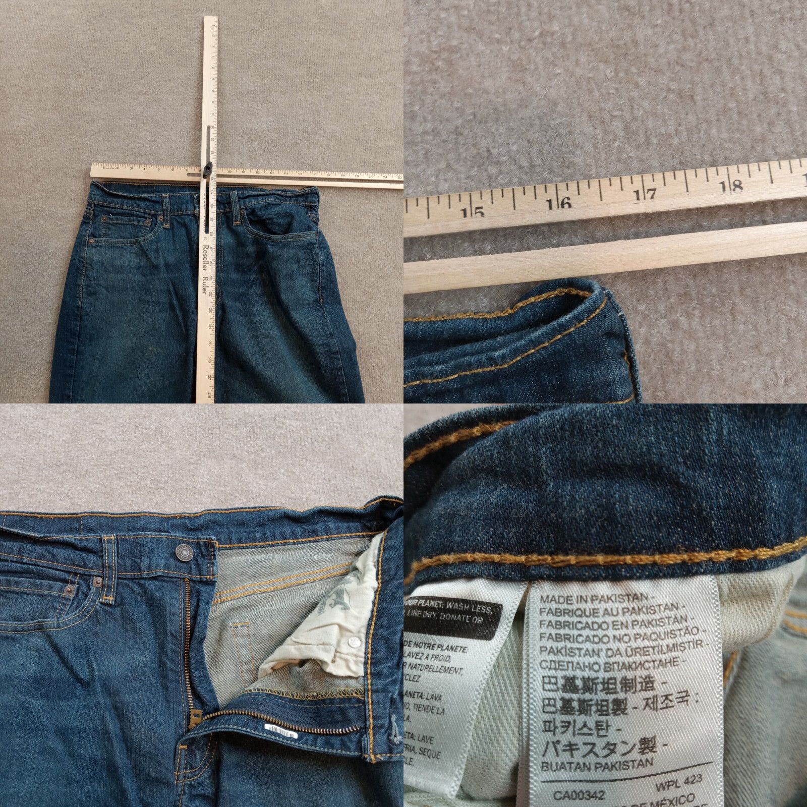 Levi's Levis 514 Jeans Mens 33x30 (33x28 Actual) Blue Denim Straight Leg Casual Stretch Size US 33 - 4 Preview