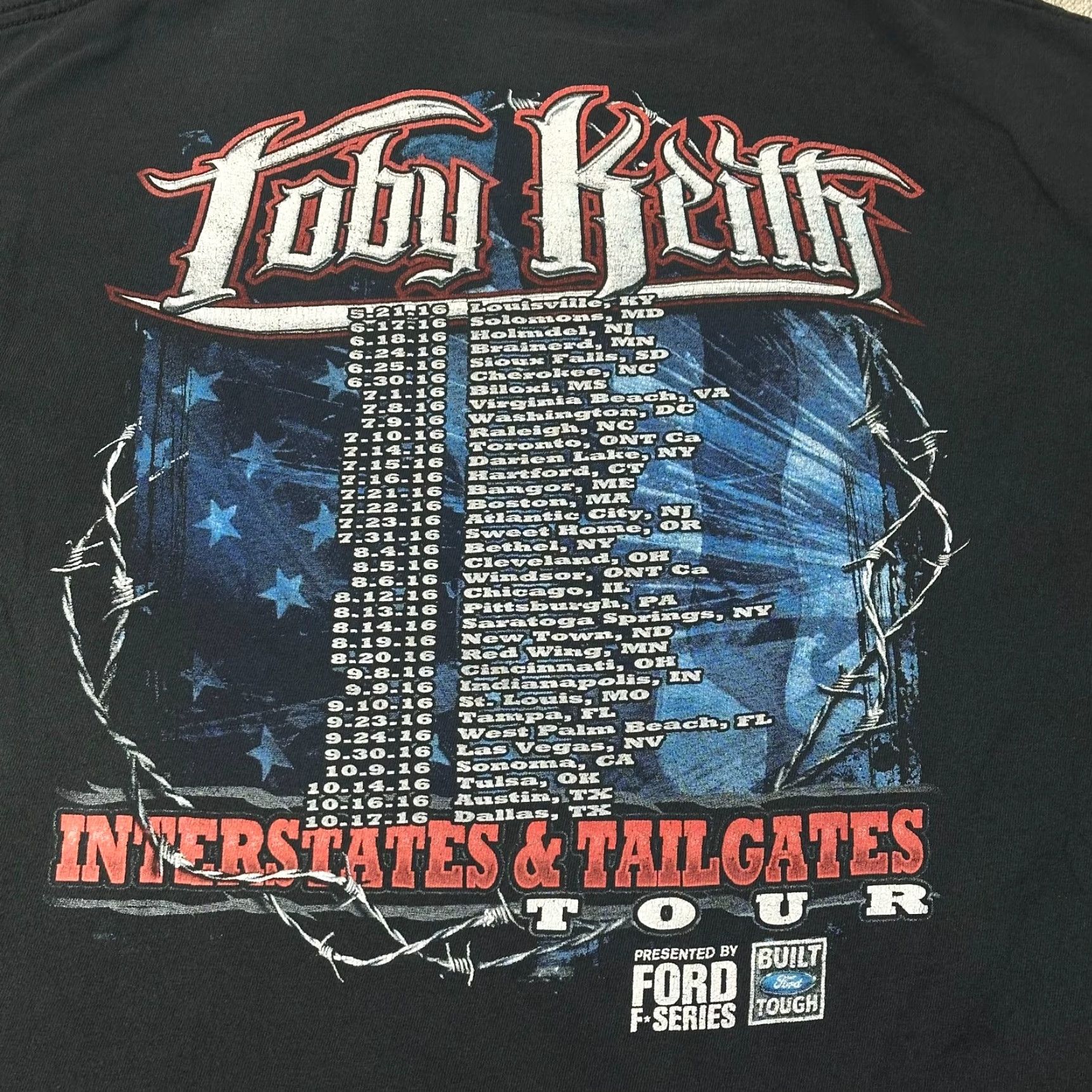 Delta Toby Keith Mens XL 2016 Interstates & Tailgates USA Tour Tee Concert Band Shirt Size US XL / EU 56 / 4 - 6 Thumbnail