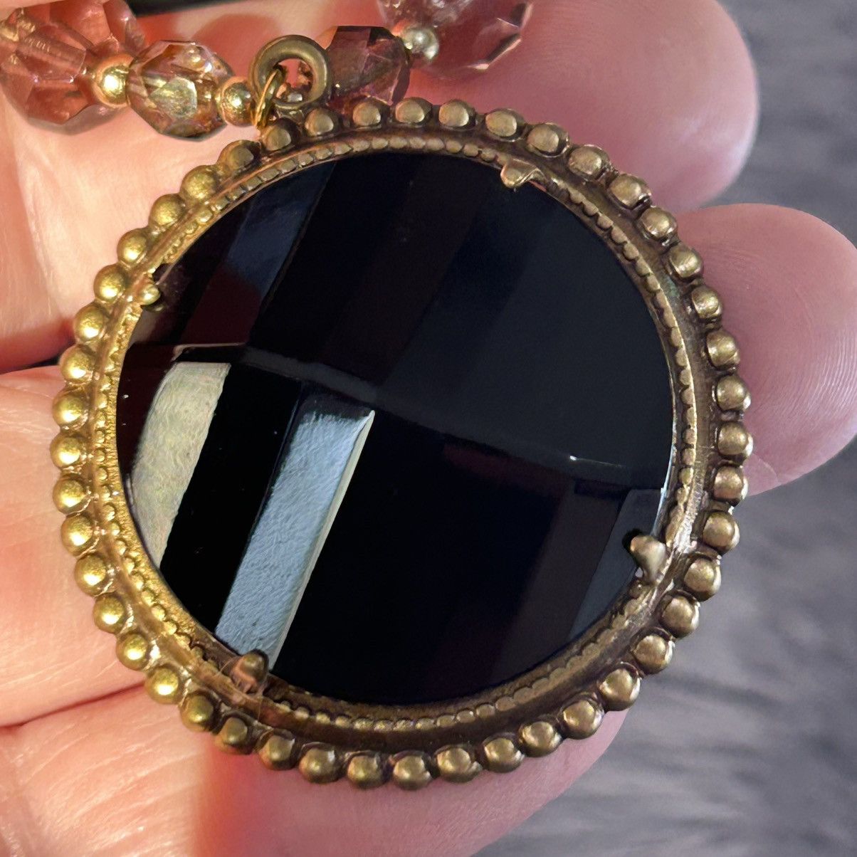 Handmade Handcrafted art glass bead crystal dome jet glass necklace Size ONE SIZE - 5 Thumbnail