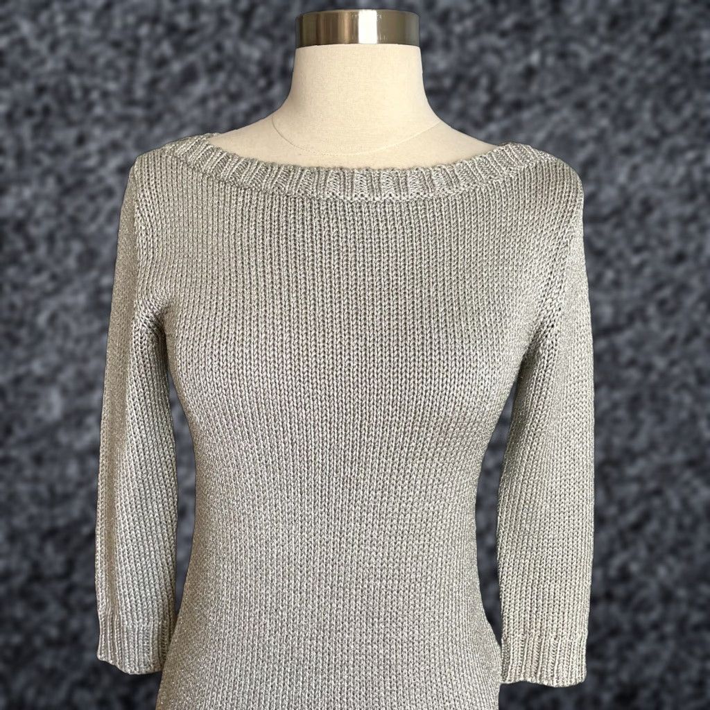 Ralph Lauren VINTAGE Ralph Lauren Black Label Silver Metallic Knit Boatneck Sweater Size S Women's Pullover Knit Silver Boat Neck 3/4 Sleeve Classic Designer Size S / US 4 / IT 40 - 1 Thumbnail