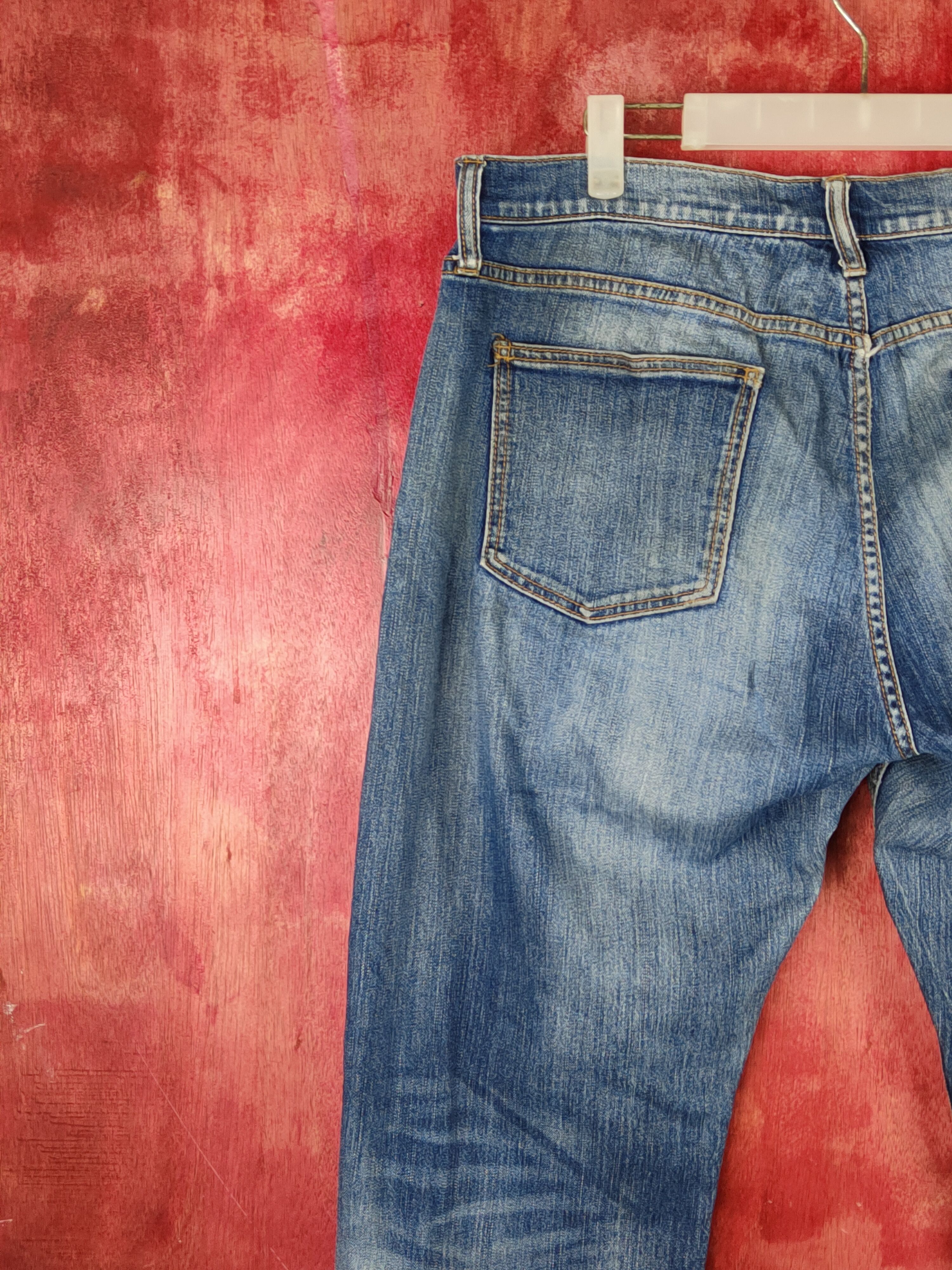 Japanese Brand Closshi Dark Blue Distressed Ripped Jeans #S1699 Size US 35 - 8 Thumbnail