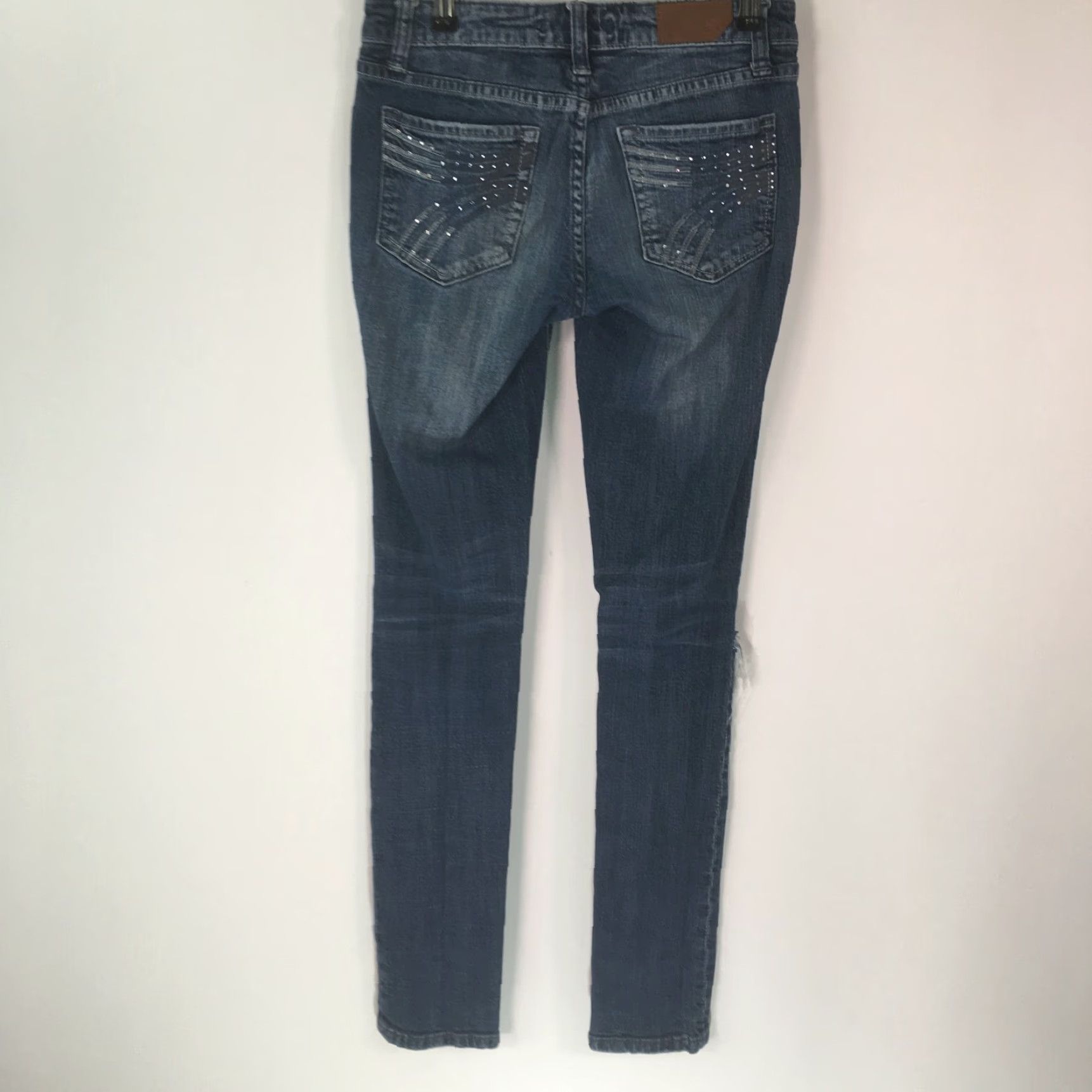 Vintage VIGOSS Womens Regular Low Rise Skinny Casual Blue Distressed Denim Jeans Size 0 Size 25" / US 0 / IT 36 - 2 Thumbnail