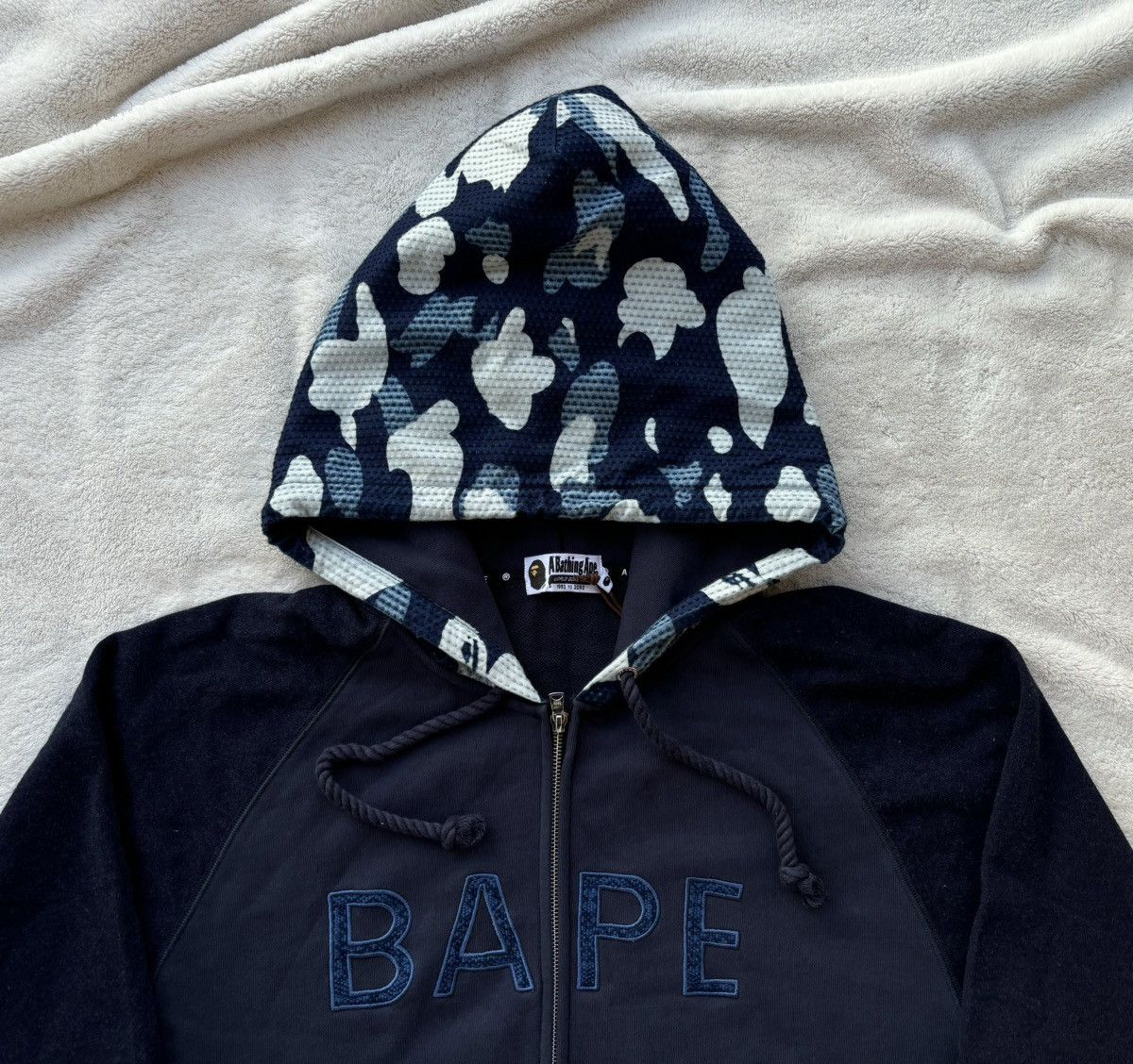 Bape Bape Navy/Blue Sashiko Camo Hoodie - 3XL Size US XXL / EU 58 / 5 - 4 Thumbnail