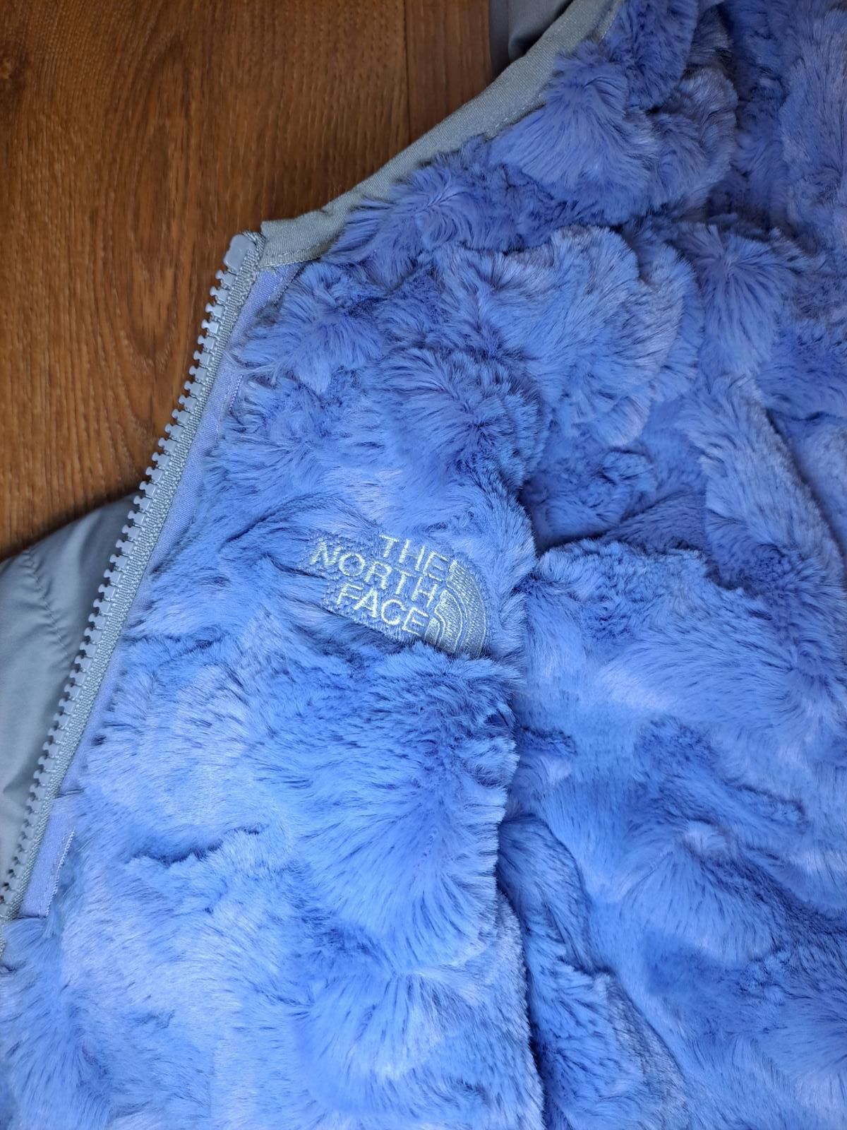 The North Face North Face Puffer Fleece Jacket Baby 6-12M Gray Reversible Size ONE SIZE - 5 Thumbnail