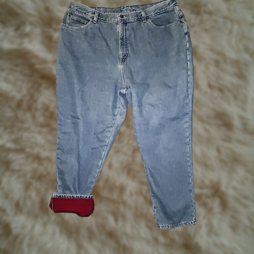 Vintage VINTAGE L.L. Bean Double L Fleece Lined Jeans Women's 20W Relaxed Fit Outdoors Blue 90s Size 42" / US 20 - 1 Thumbnail