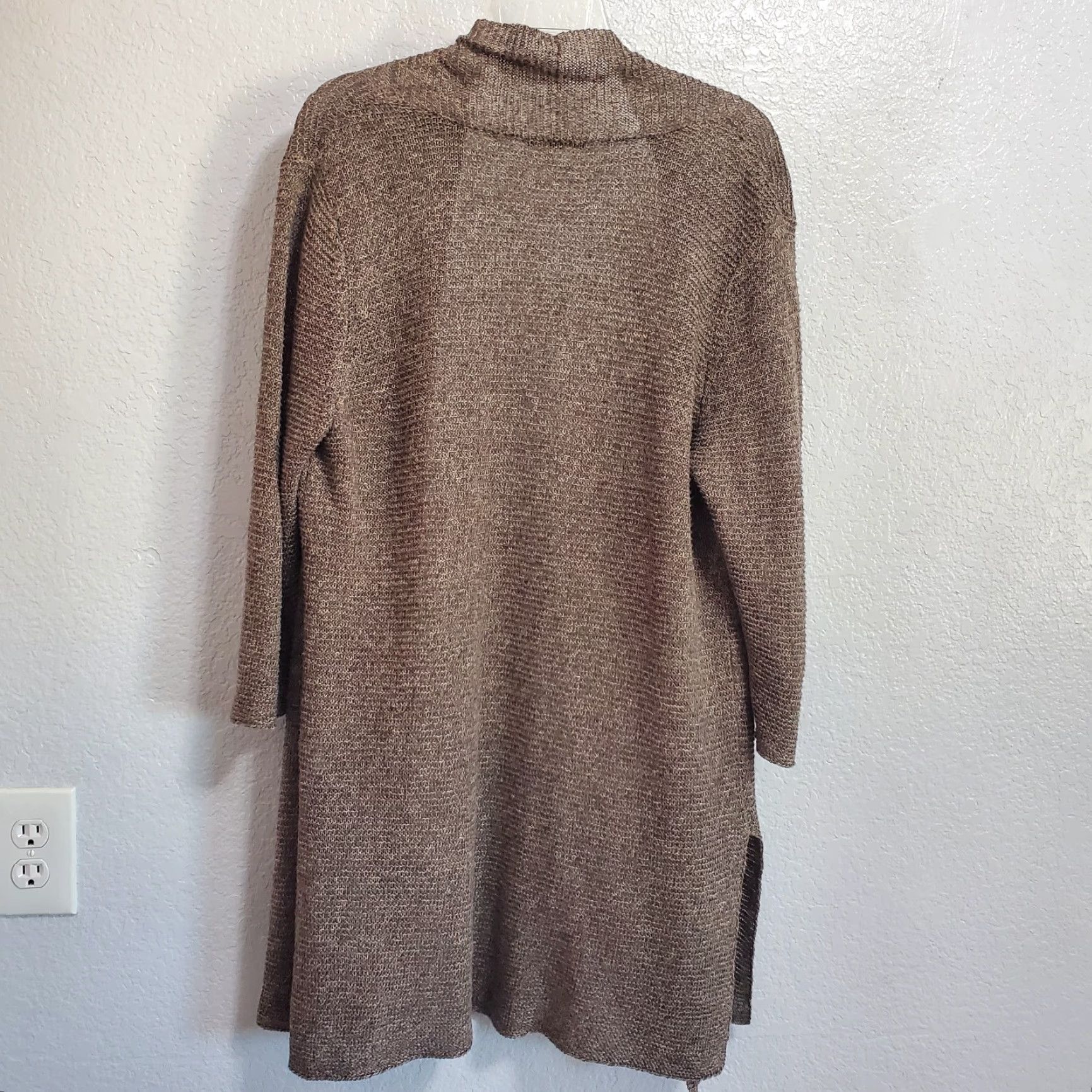 Eileen Fisher Eileen Fisher Cardigan Women L Brown Linen Open Front Side Slits Long Sleeve 100% Linen Classic Minimalist Capsule Size L / US 10 / IT 46 - 2 Thumbnail