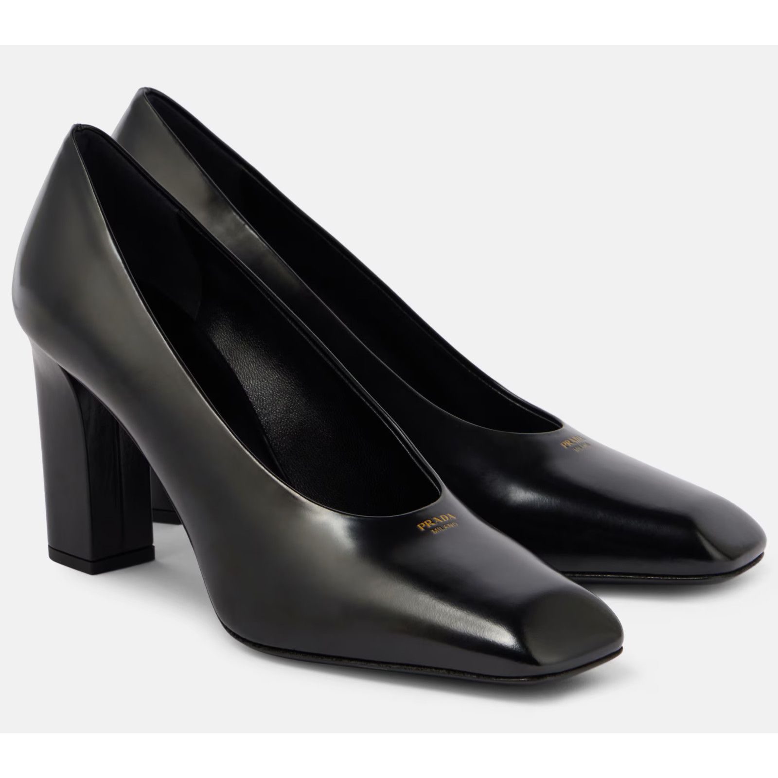 Prada Prada 85mm Black Brushed Leather Block Heel Pump 38.5 Size US 8.5 / IT 38.5 - 1 Thumbnail