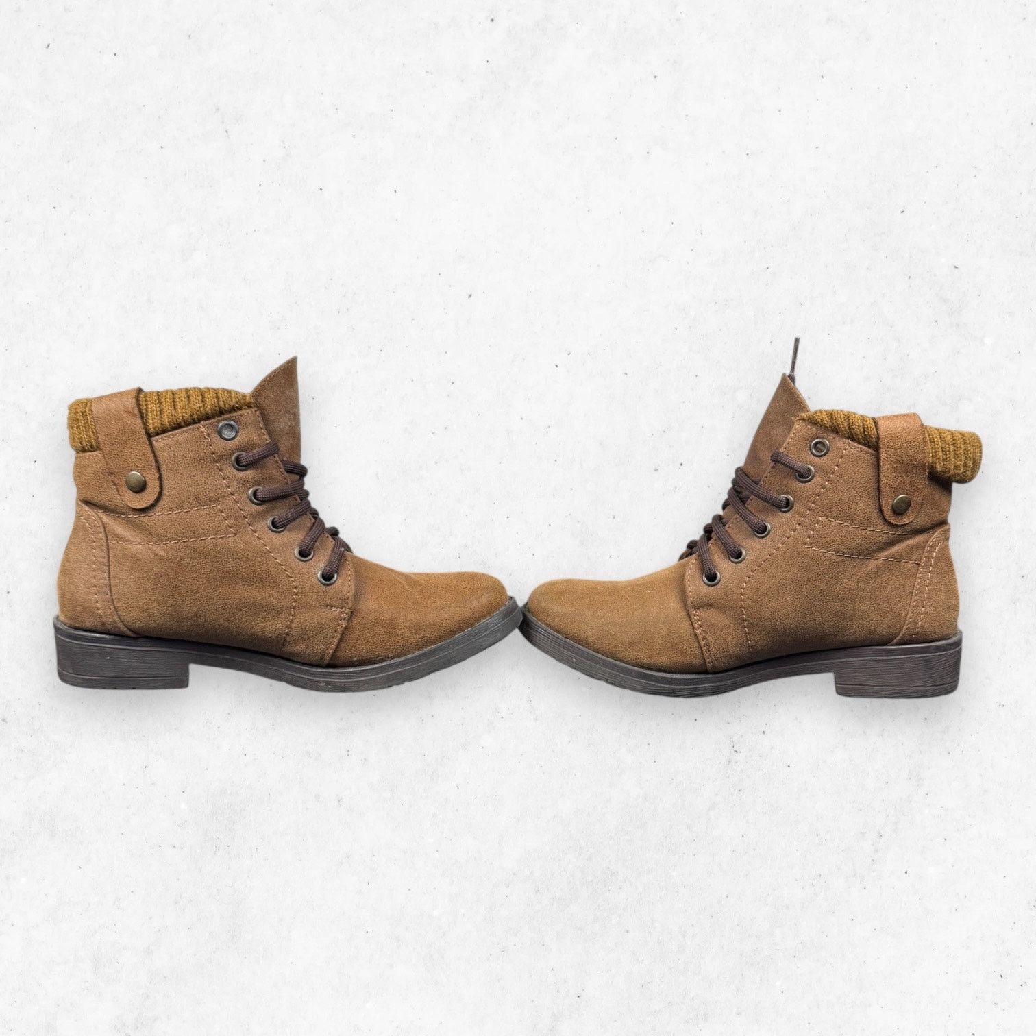 Other Urban CKlass Tan Brown Knit Cuff Lace Up Combat Boots Sz 7 Size US 7 / IT 37 - 7 Thumbnail