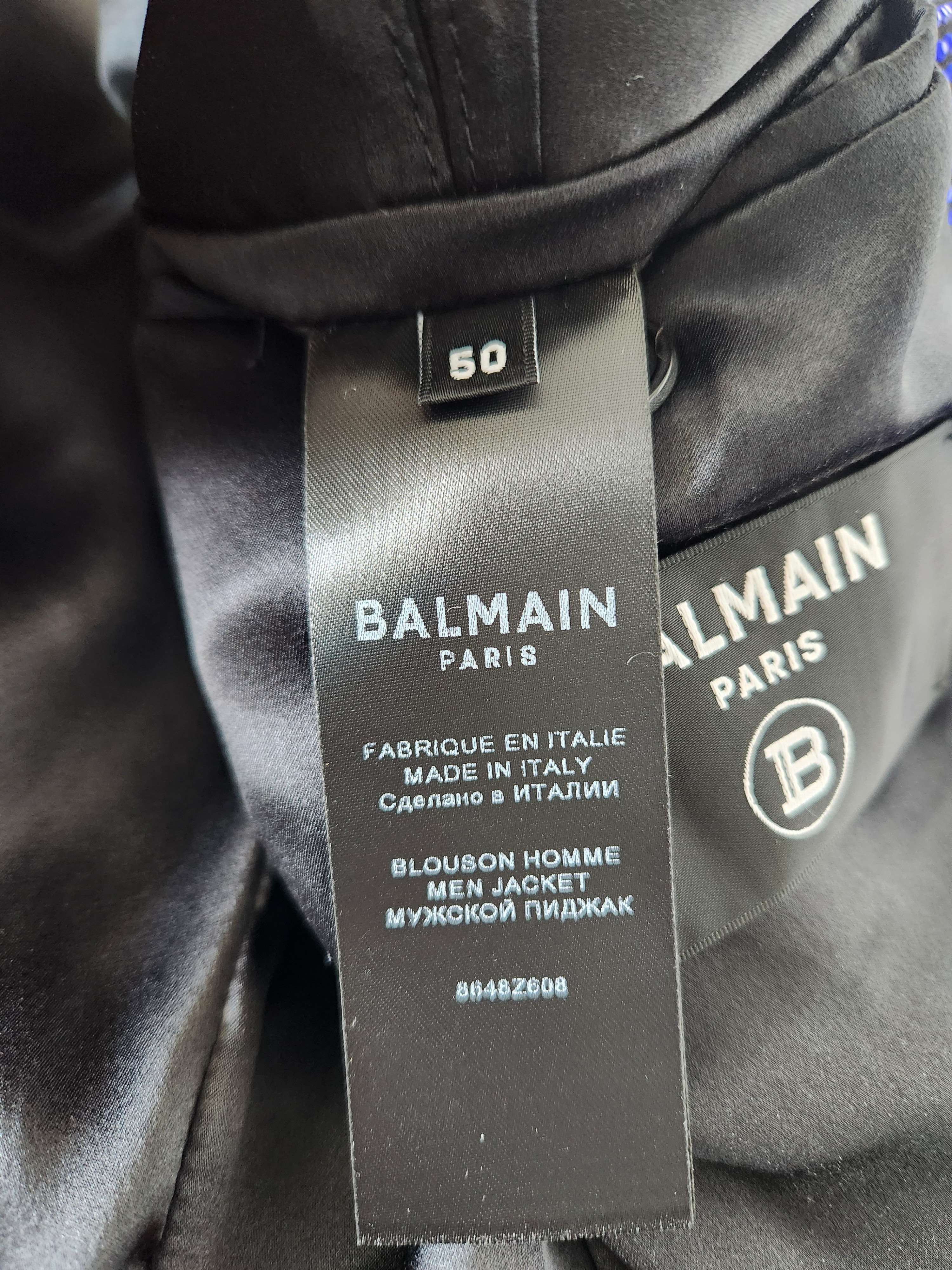 Balmain Balmain Blue Crystal Moto Jacket Size US M / EU 48-50 / 2 - 4 Thumbnail