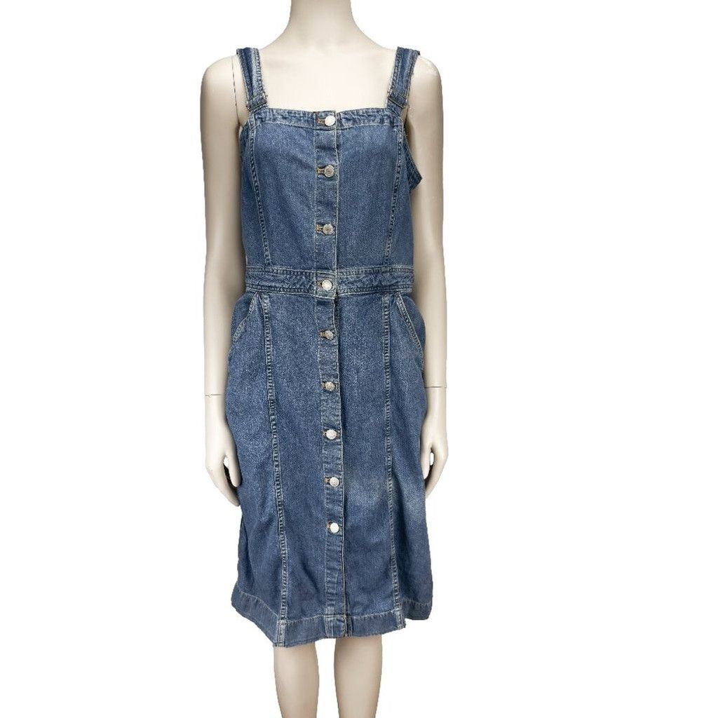 Levi's LEVI'S Denim Thick Sheath Buttoned Pockets Midi Blue Dress M Size M / US 6-8 / IT 42-44 - 1 Thumbnail