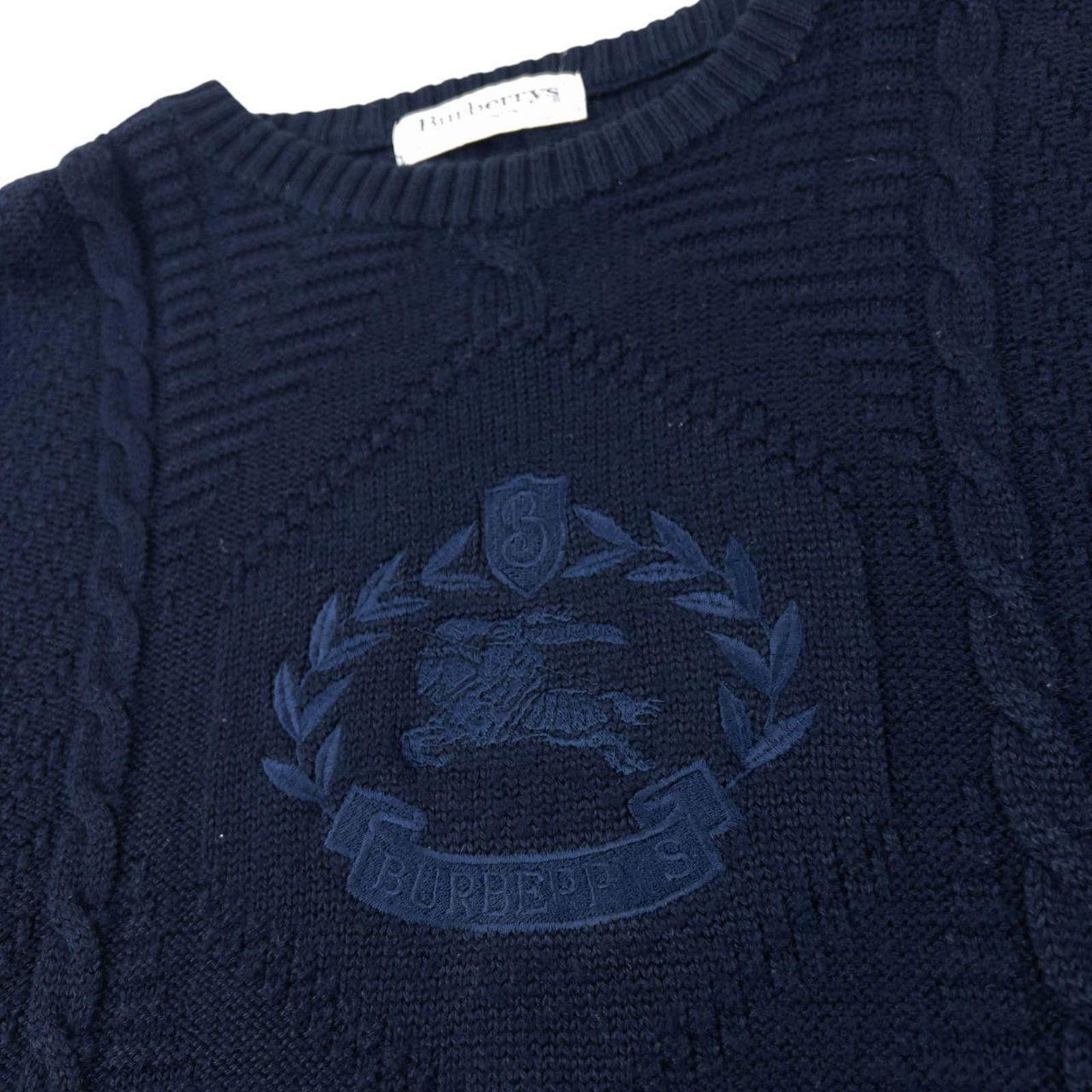 Burberry Vintage 90s Burberry Embroidered Wool Cable Knit Jumper XL Size US XL / EU 56 / 4 - 5 Thumbnail
