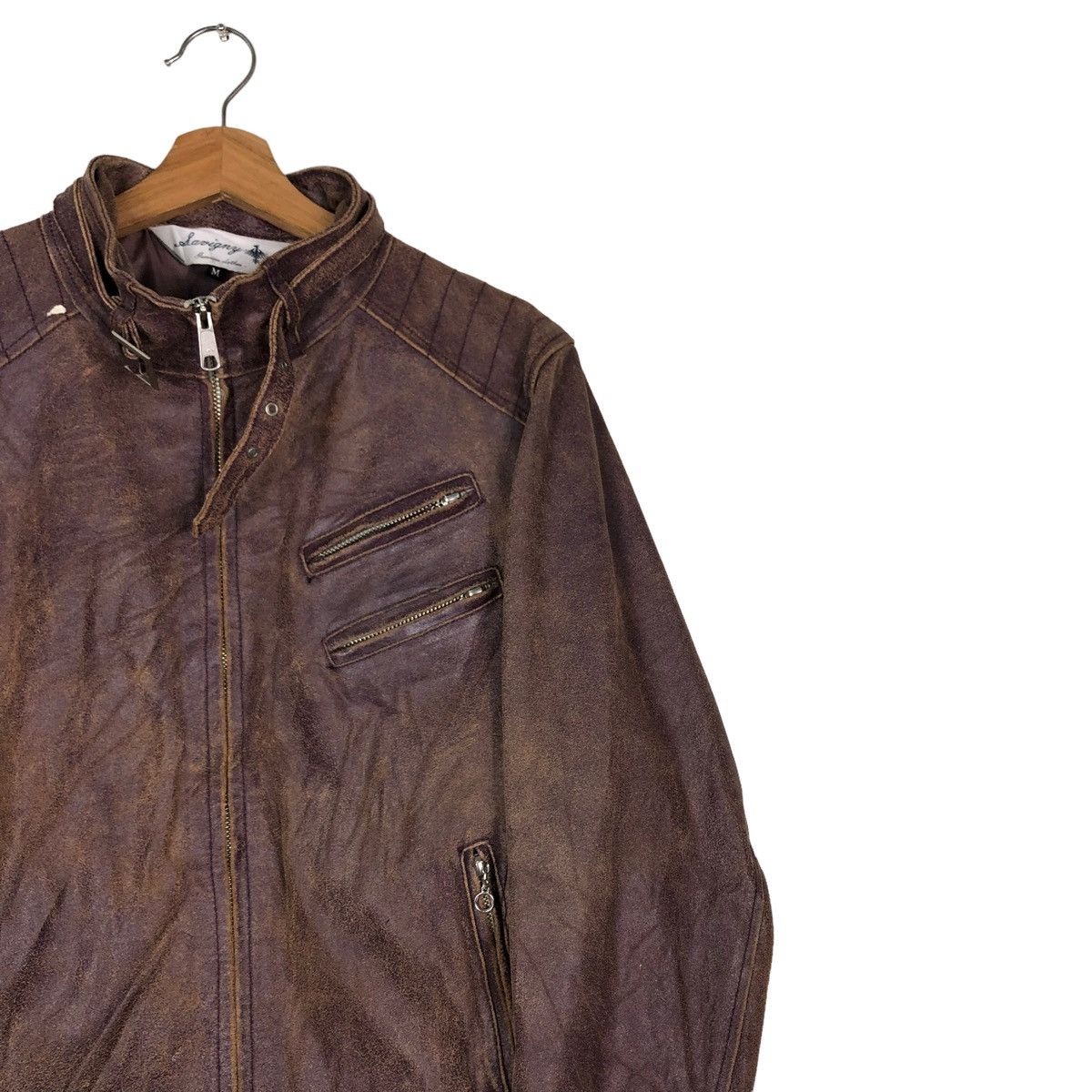 Japanese Brand 🔥VINTAGE SOFT LEATHER BIKER JACKET SANKO ISSEY MIYAKE Size US M / EU 48-50 / 2 - 7 Thumbnail