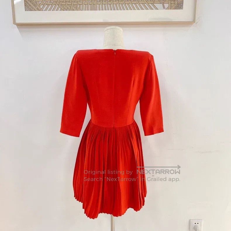 Dior Dior Red v-neck dress Size XS / US 0-2 / IT 36-38 - 2 Thumbnail