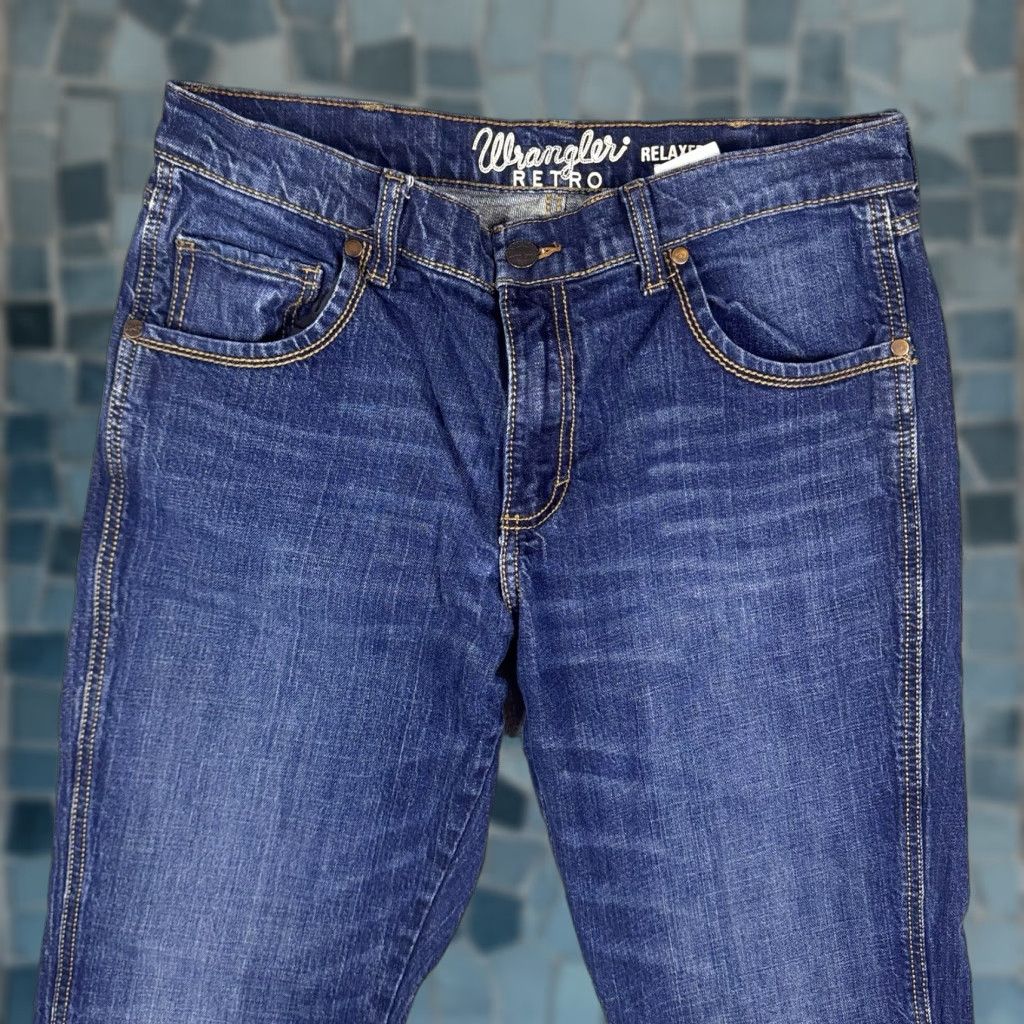 Wrangler Wrangler Retro Jeans Mens 34x32 Relaxed Boot Jeans Cowboy Western Denim Dark Blue 5-Pocket Mens Size US 34 / EU 50 - 1 Thumbnail