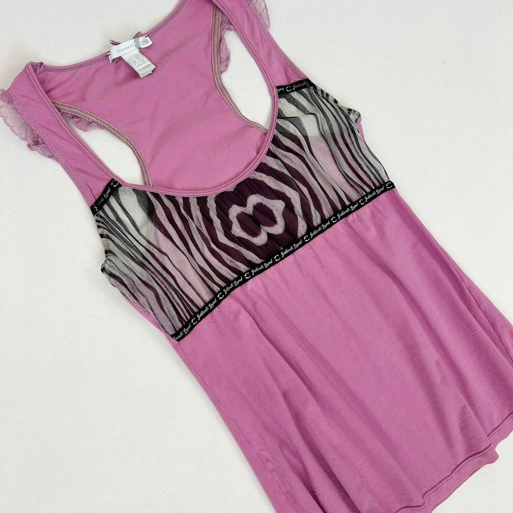 Just Cavalli y2k euro Cavalli pink tank top with mesh detail Size M / US 6-8 / IT 42-44 - 6 Thumbnail