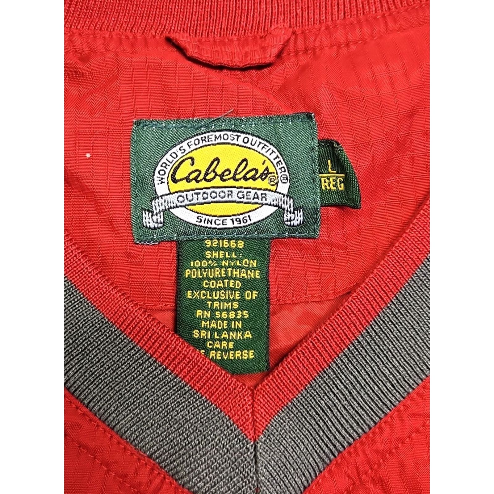 Vintage Cabela’s Pullover Windbreaker Jacket Mens Large Red Gray Nylon V-Neck Zip Drawstring Outdoor Windbreaker Size US L / EU 52-54 / 3 - 5 Thumbnail
