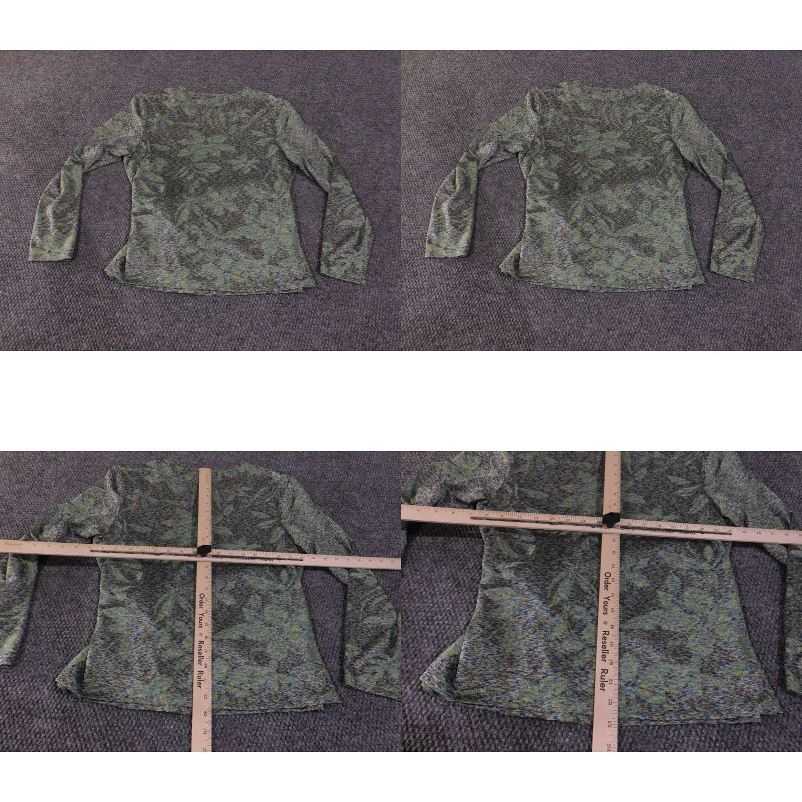 Coldwater Creek Coldwater Creek Blouse Womens Large Green Floral Tie Neck V-Neck Stretch Short? Wait. Size L / US 10 / IT 46 - 8 Thumbnail