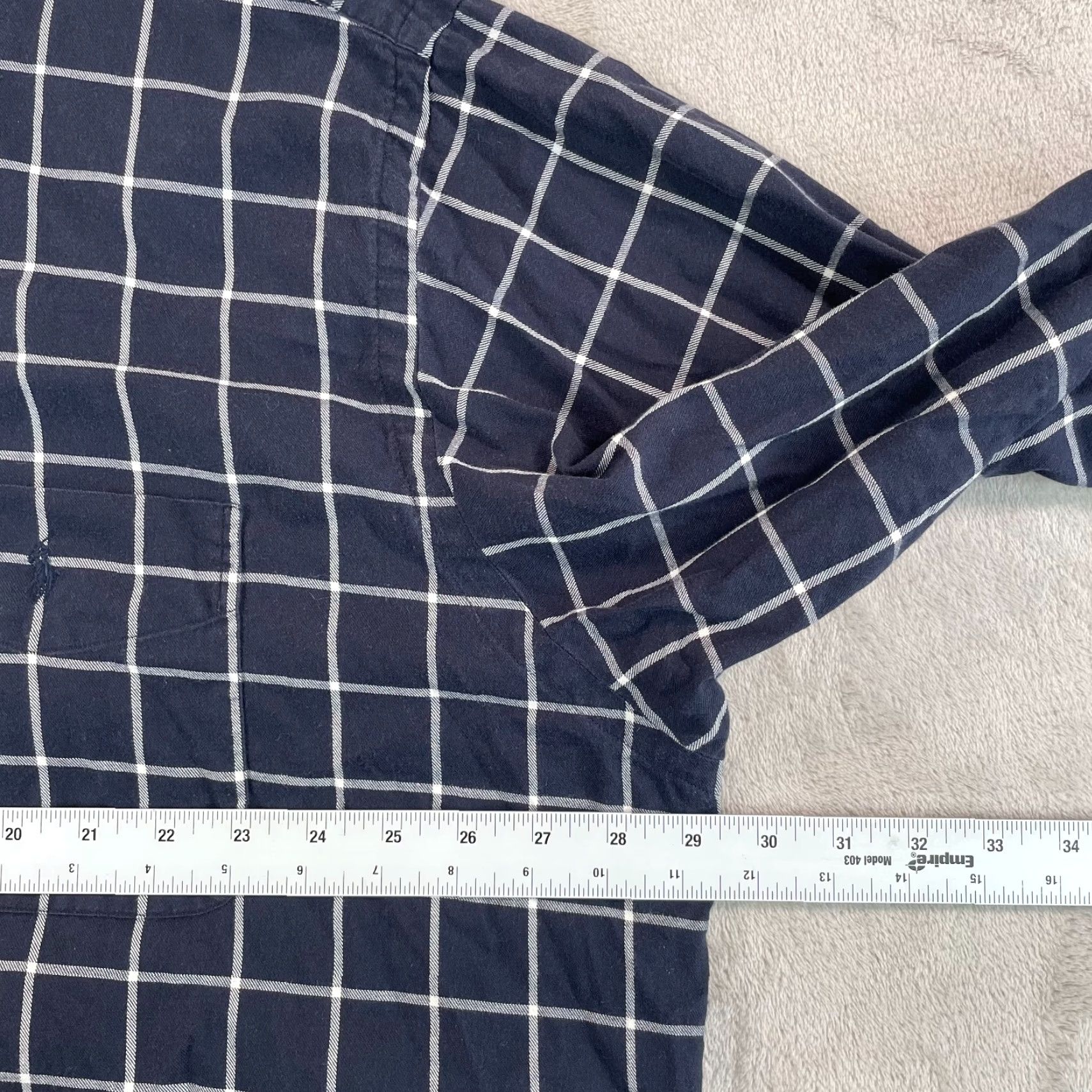 Polo Ralph Lauren VINTAGE Polo Ralph Lauren Big Shirt Men XL Navy Blue WindowPane Pocket Pony Prep Size US XL / EU 56 / 4 - 5 Thumbnail