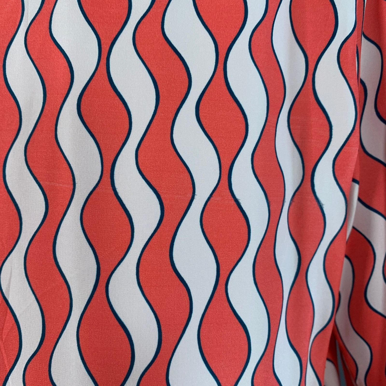Other RAPHAELLA RIBOUD M Red White Silk Wavy Spread Collar Shirt Size M / US 6-8 / IT 42-44 - 4 Thumbnail