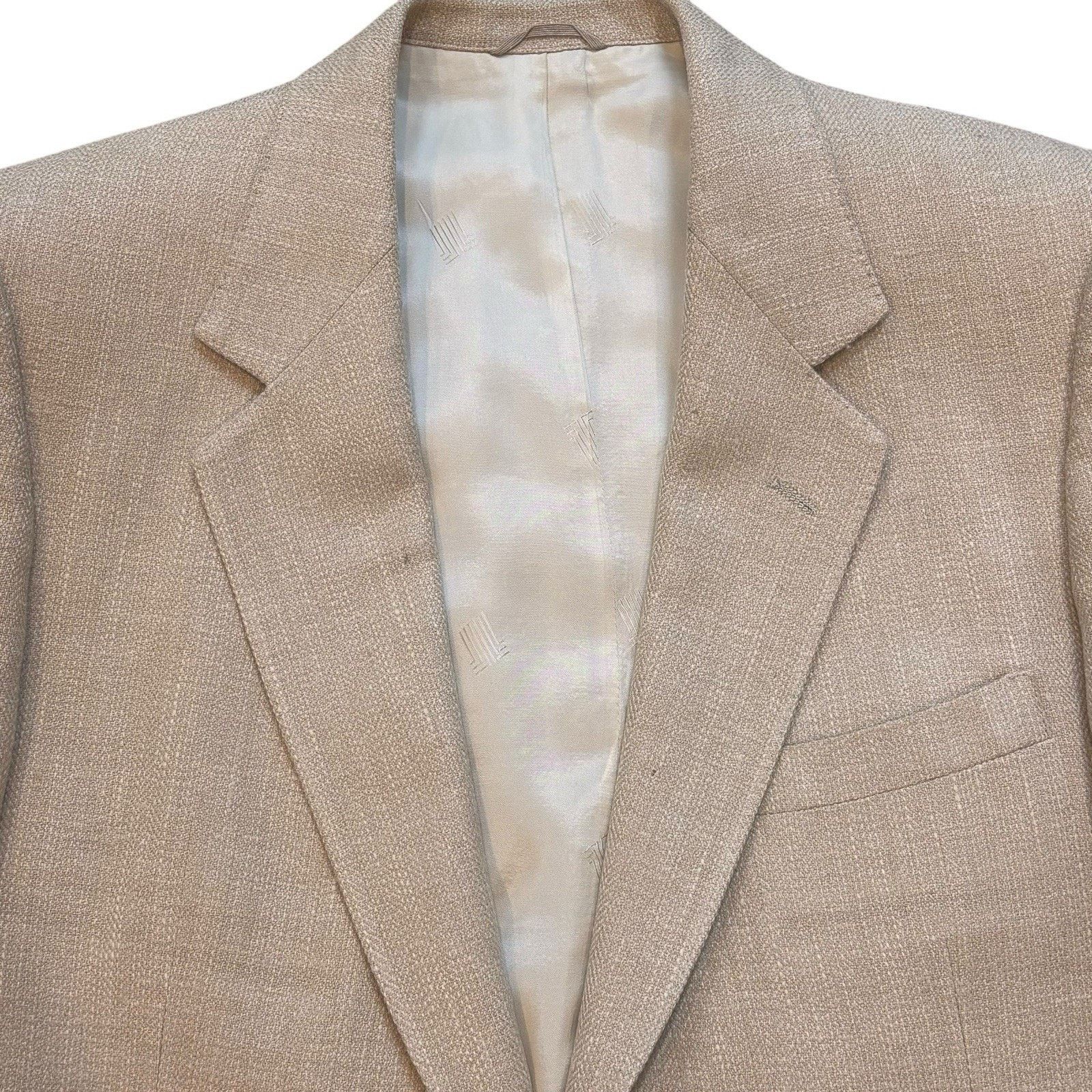 Lanvin Vintage Lanvin Light Tan Textured Linen Blazer USA 42R* Size 42R - 2 Thumbnail