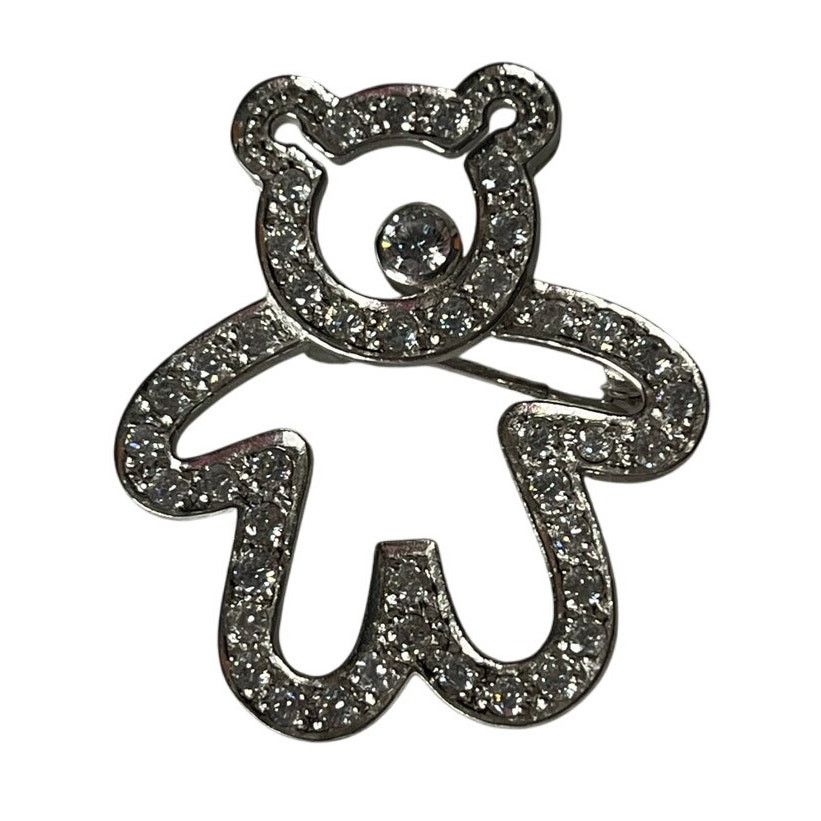 VALENTI Vintage Sterling silver Rhinestone Bear brooch RARE