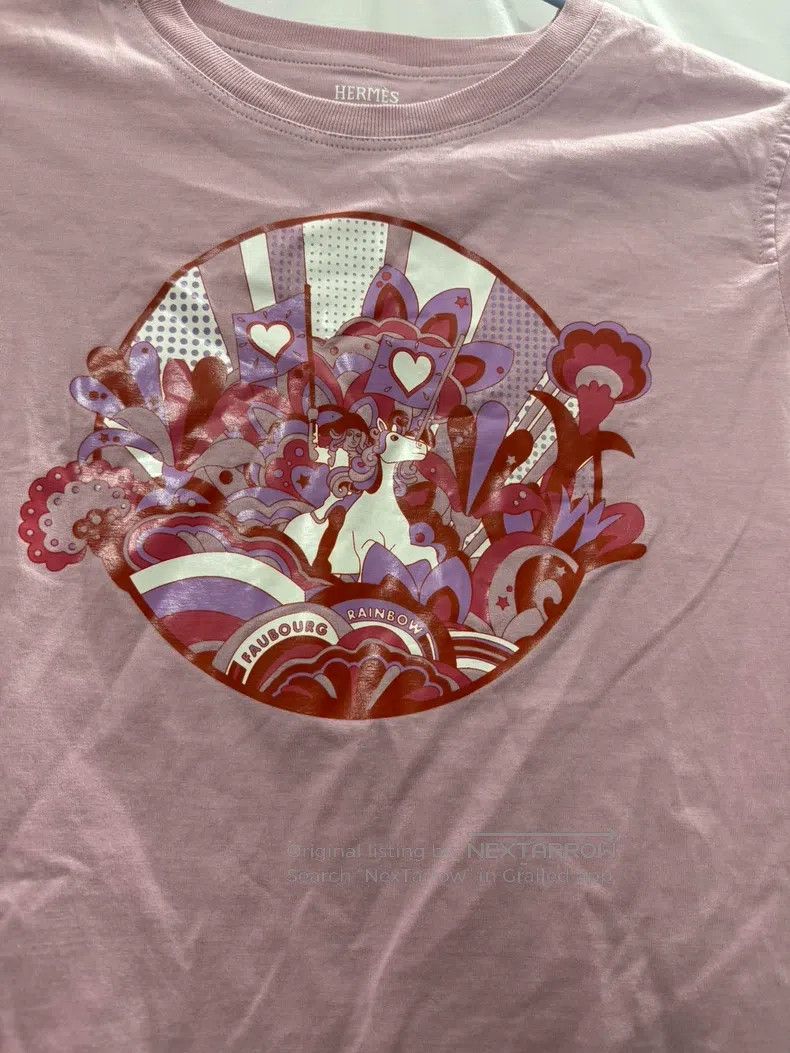 Hermes Hermes Women's short-sleeved T-shirt, purple-pink, 100% pu Size XS / US 0-2 / IT 36-38 - 3 Thumbnail