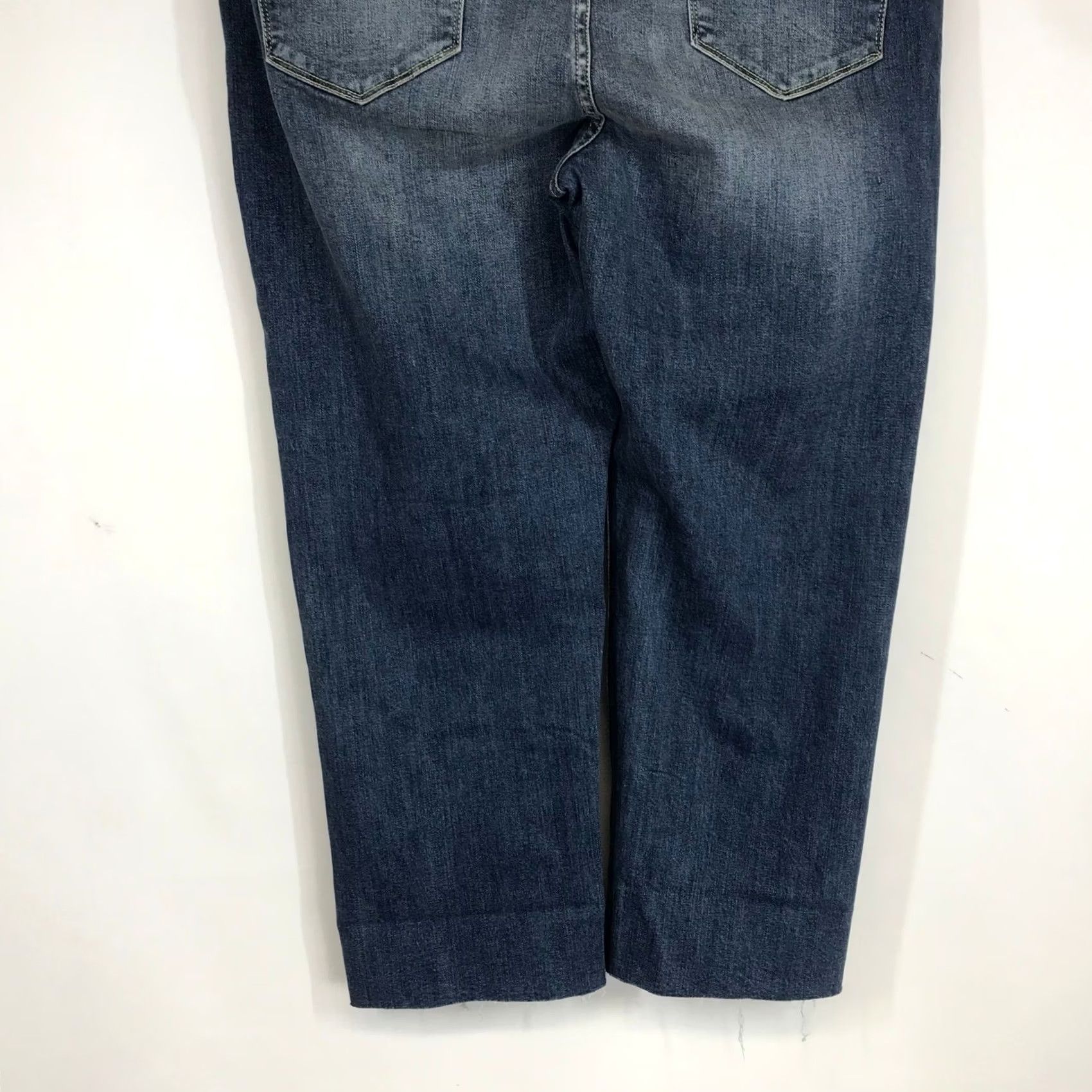 Vintage VIGOSS Marley Mid Rise Capri Jeans Medium Wash Blue Denim Women 18P Capri Jeans, 5-Pocket, Raw Hem, Stretch, Mid Rise, White/Blue? Size 40" / US 18 - 6 Thumbnail