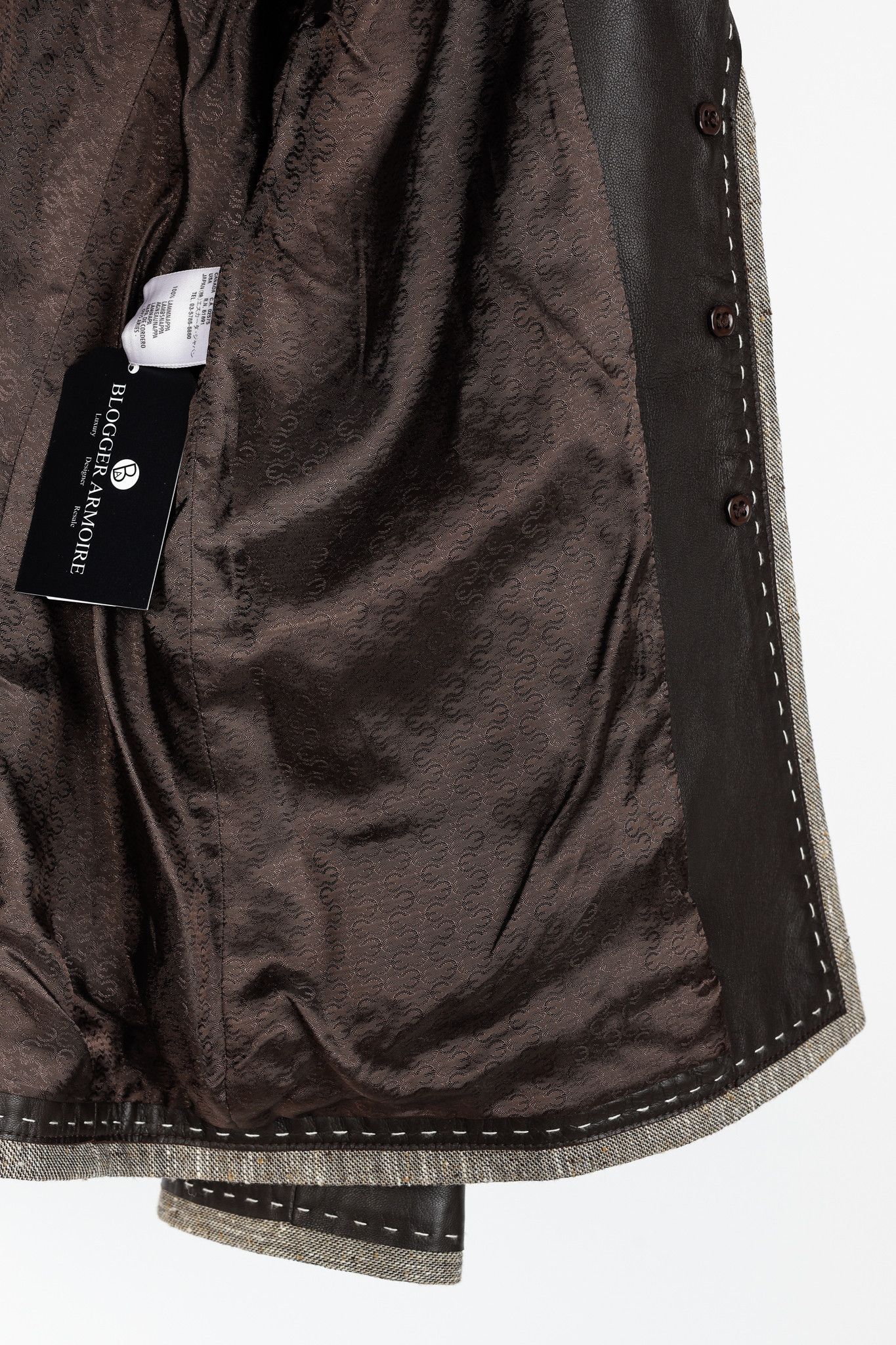 Escada Escada Brown Leather Topstitched & Trimmed Blazer Size L / US 10 / IT 46 - 10 Thumbnail