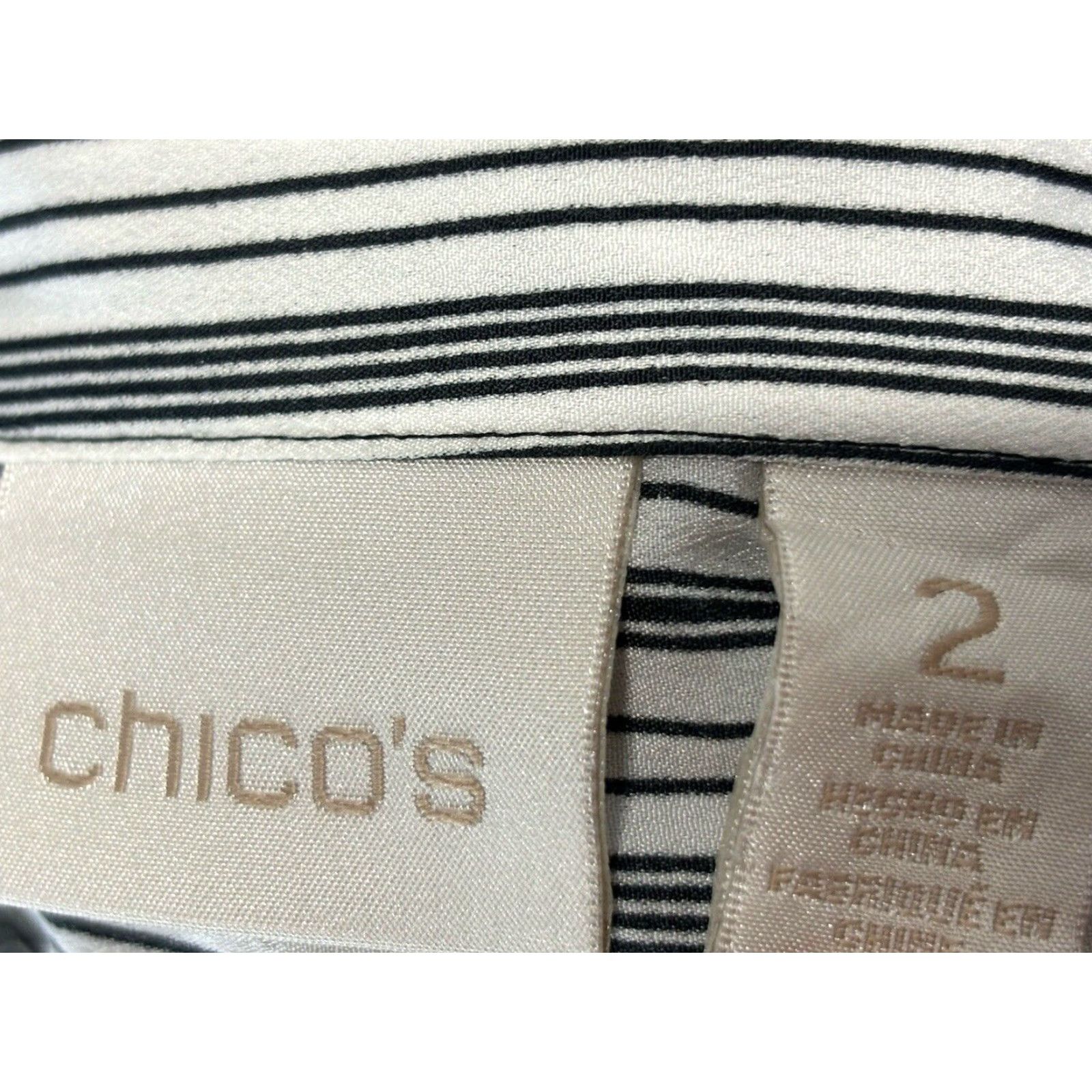 Vintage Chicos Striped Block Devin Shirt Sz 2 US Large Black White Popover Lightweight Size L / US 10 / IT 46 - 6 Thumbnail