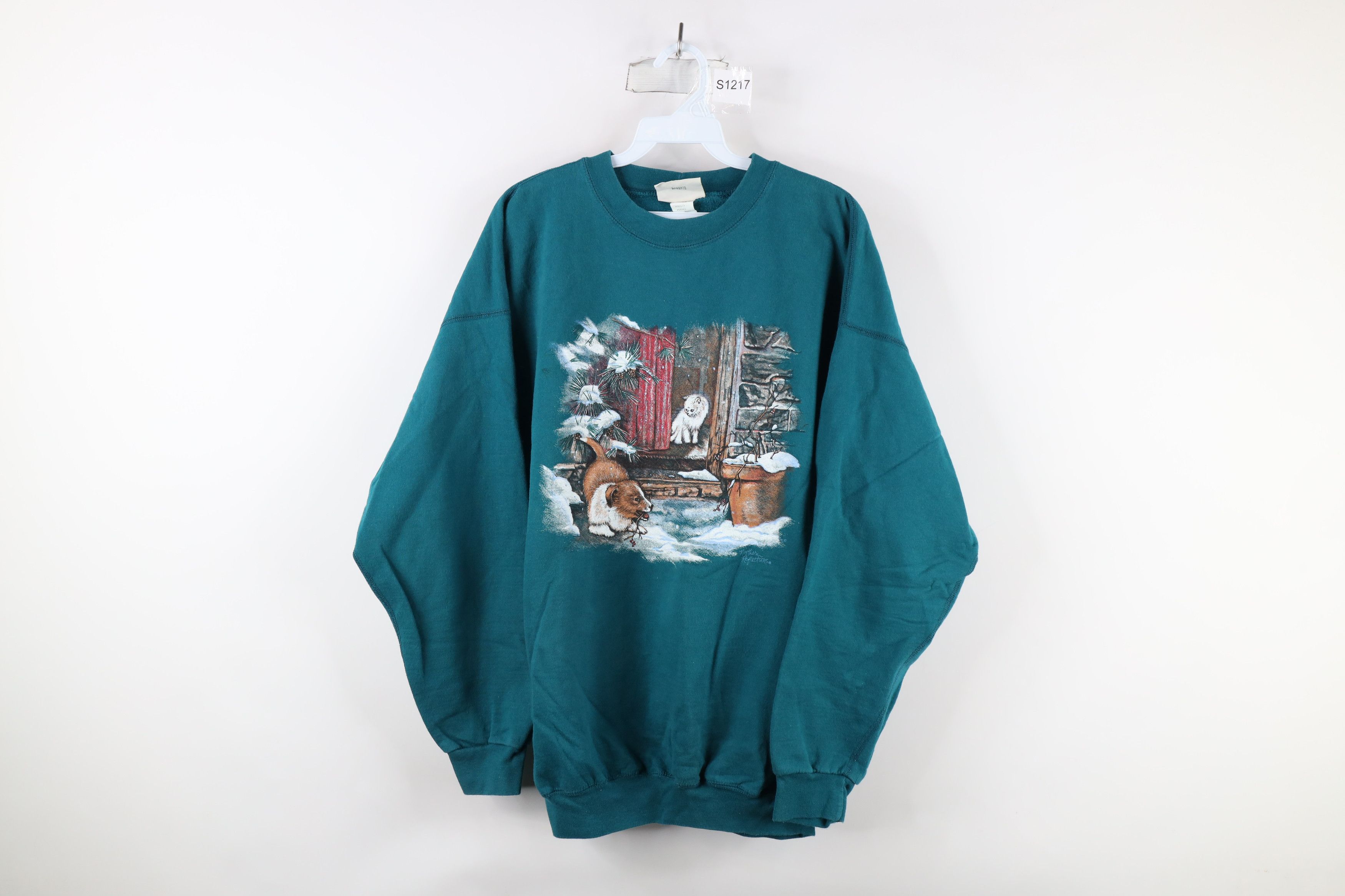 Vintage Vintage 90s Country Primitive Dog Cat Kitten Sweatshirt Size M / US 6-8 / IT 42-44 - 1 Thumbnail