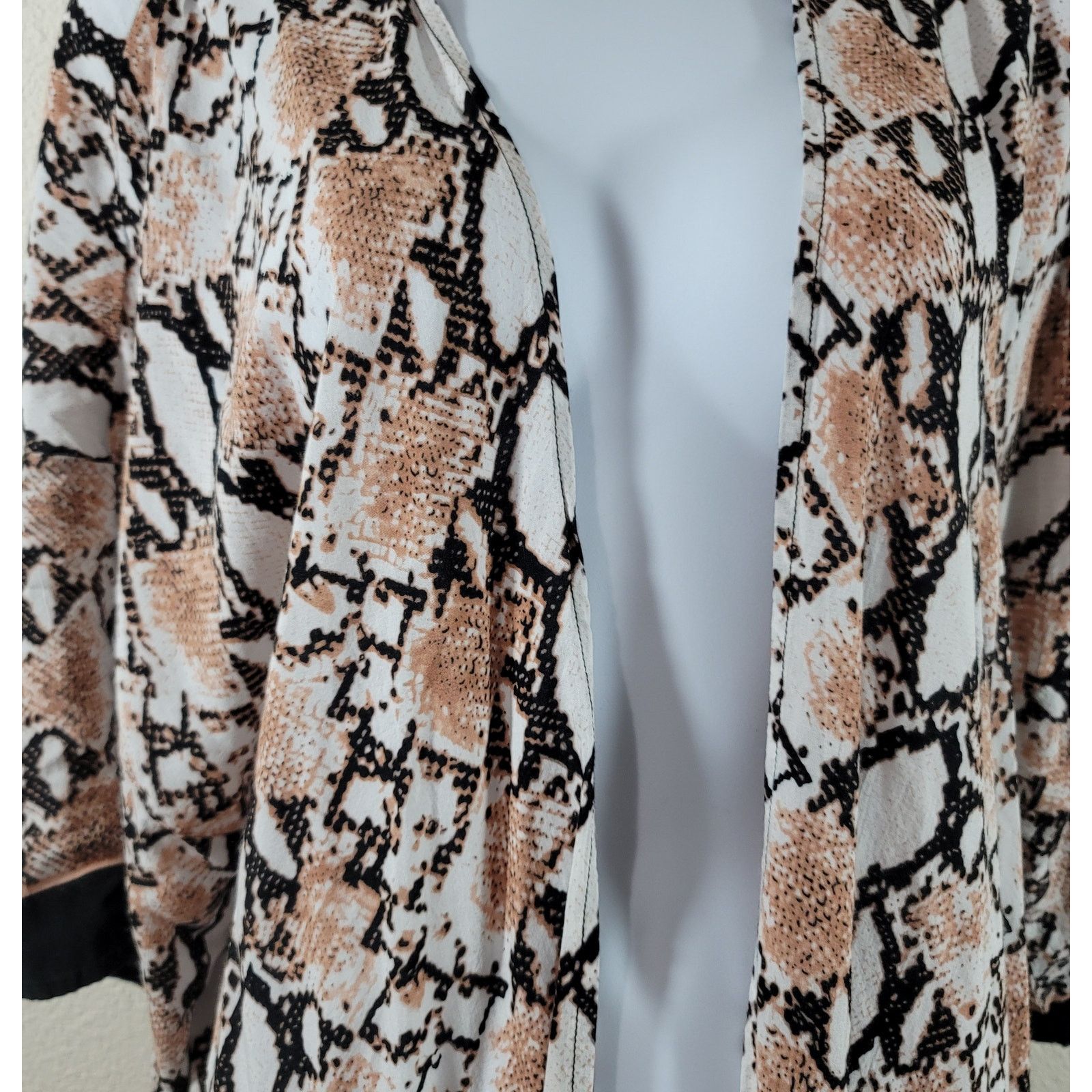 Other Tan Black Animal Print Open Front Duster Cardigan L XL Size L / US 10 / IT 46 - 2 Thumbnail